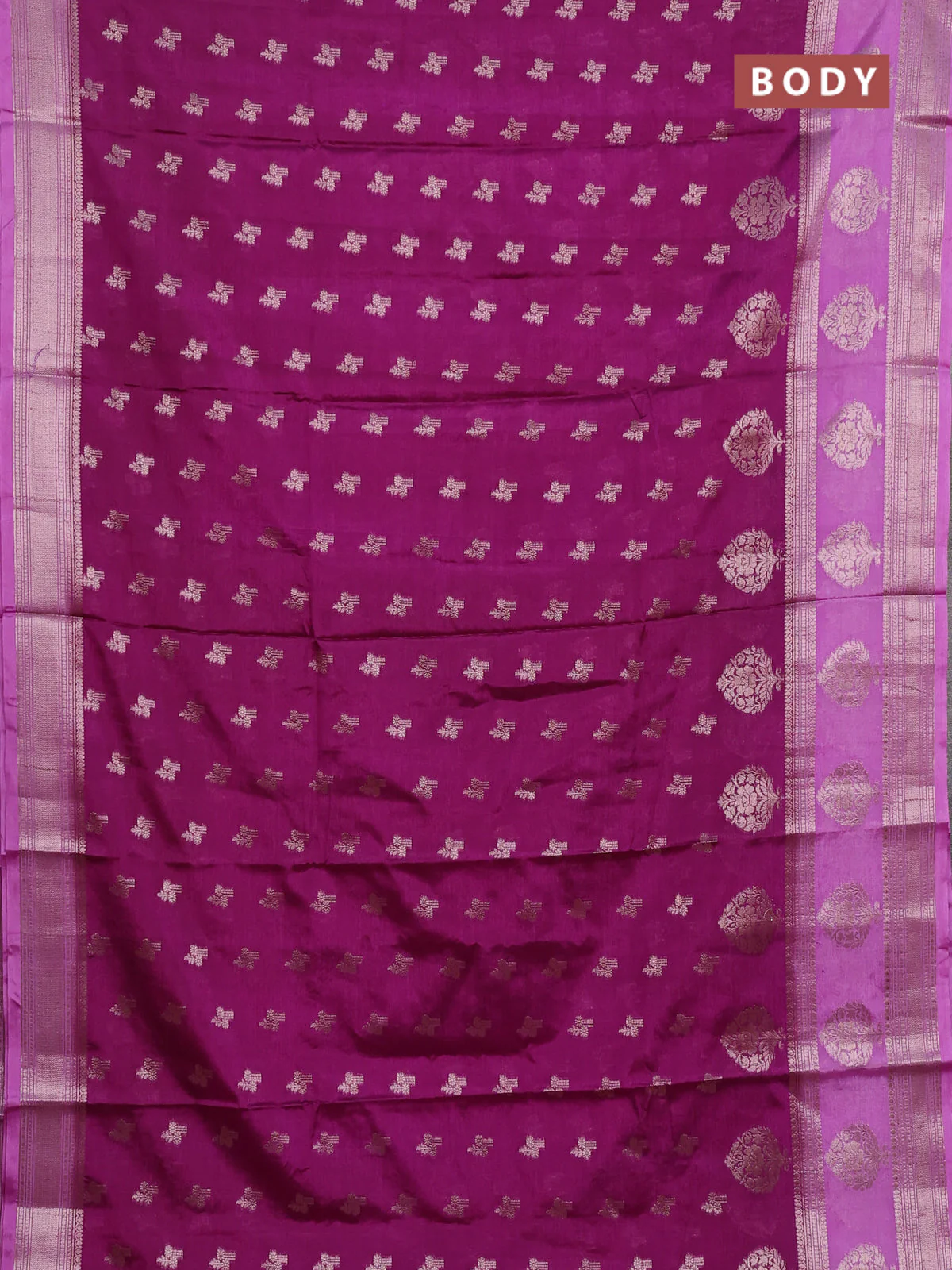 Banarasi warm silk saree purple and lavender with allover thread & zari woen buttas and zari woven border - Image 2