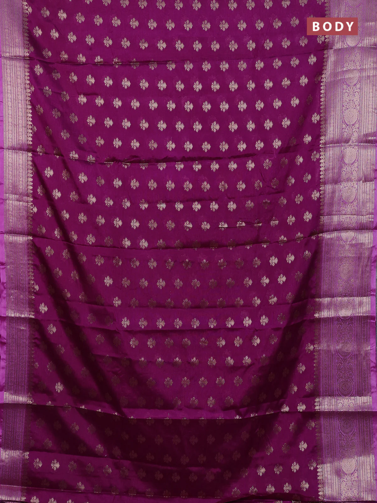 Banarasi warm silk saree purple and lavender with allover thread & zari woven buttas and zari woven border - Image 2