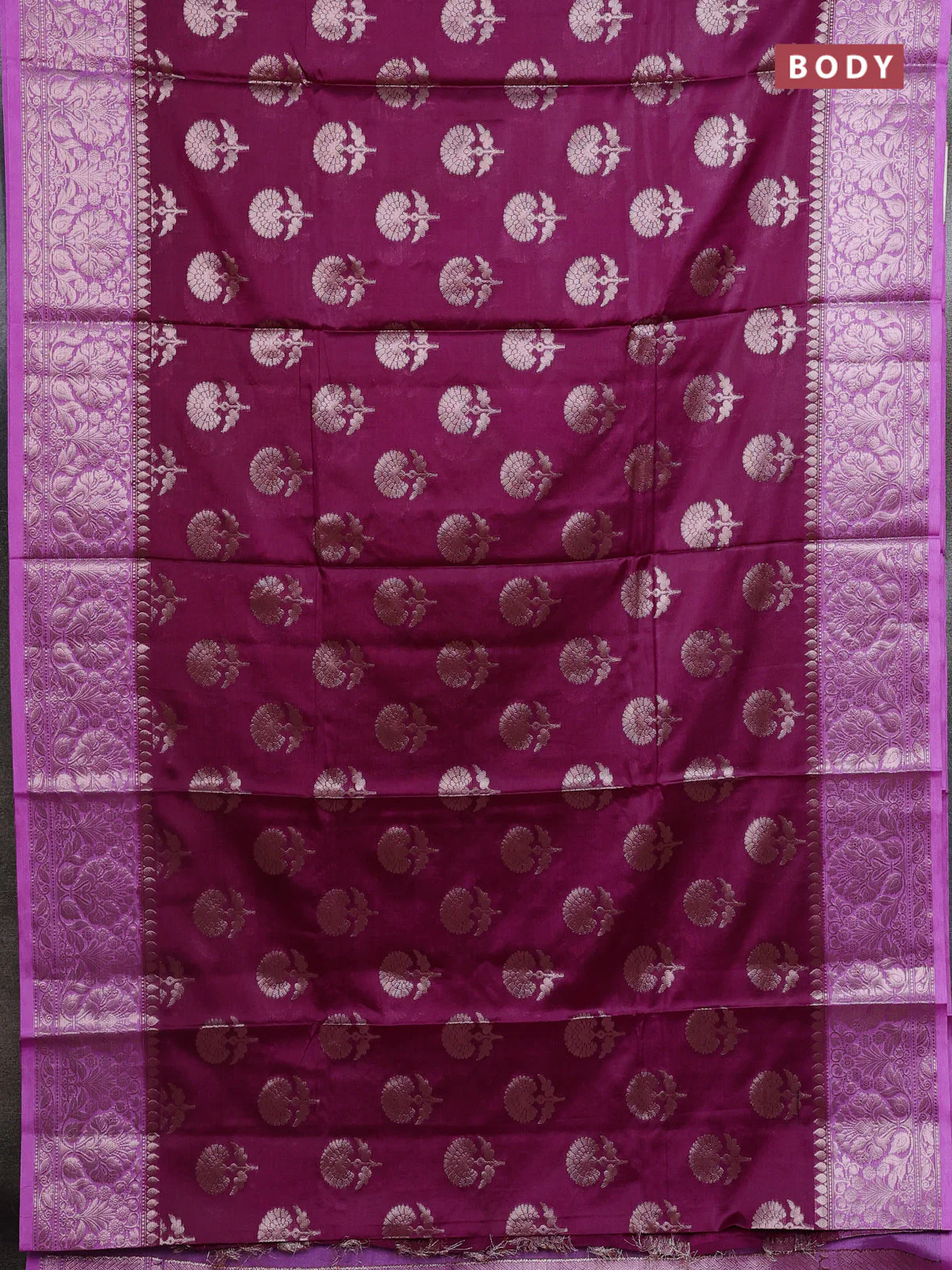 Banarasi warm silk saree purple and lavender with allover thread & zari woven buttas and zari woven border - Image 2