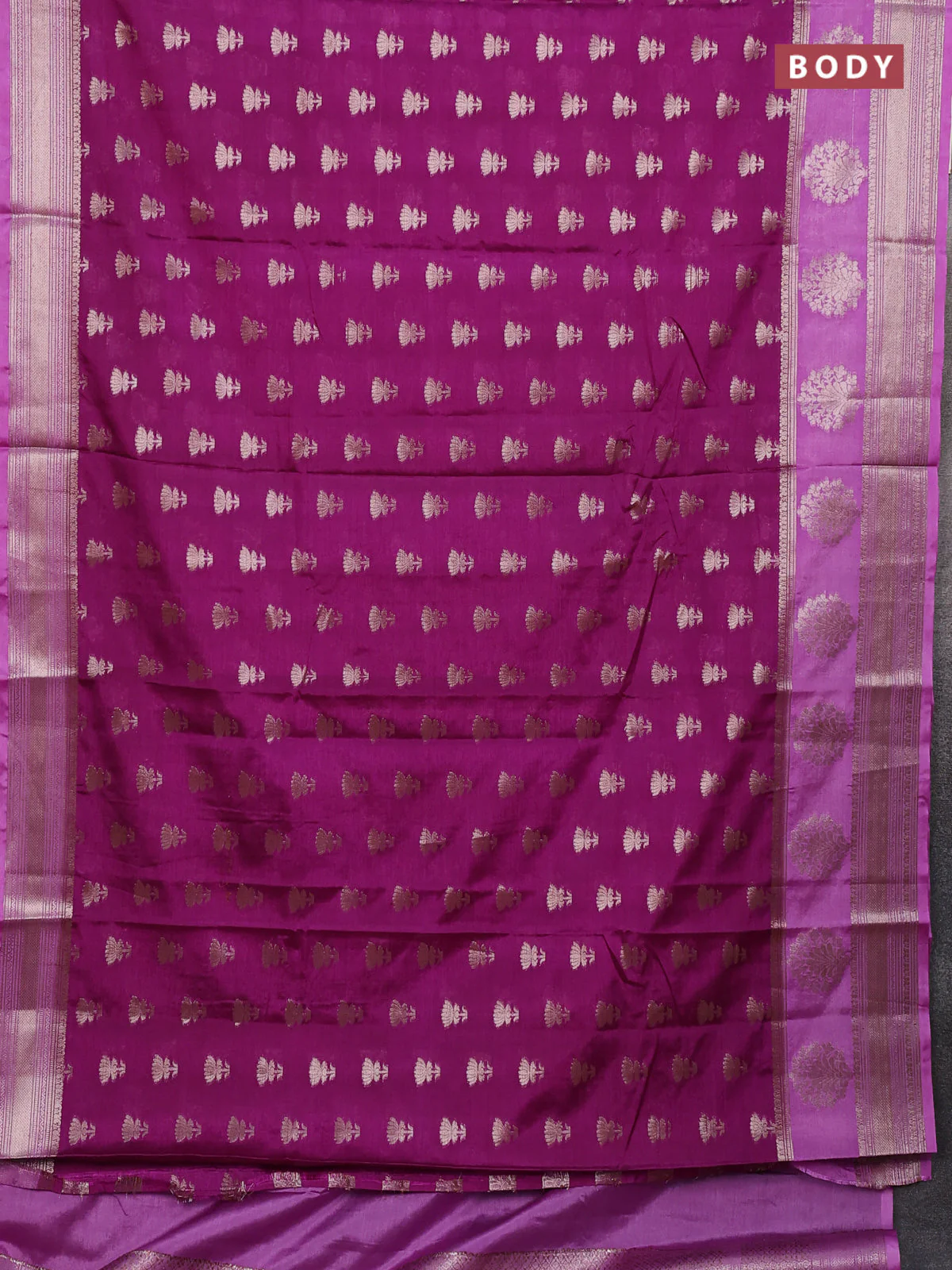 Banarasi warm silk saree purple and lavender with allover thread & zari woven buttas and zari woven border - Image 2