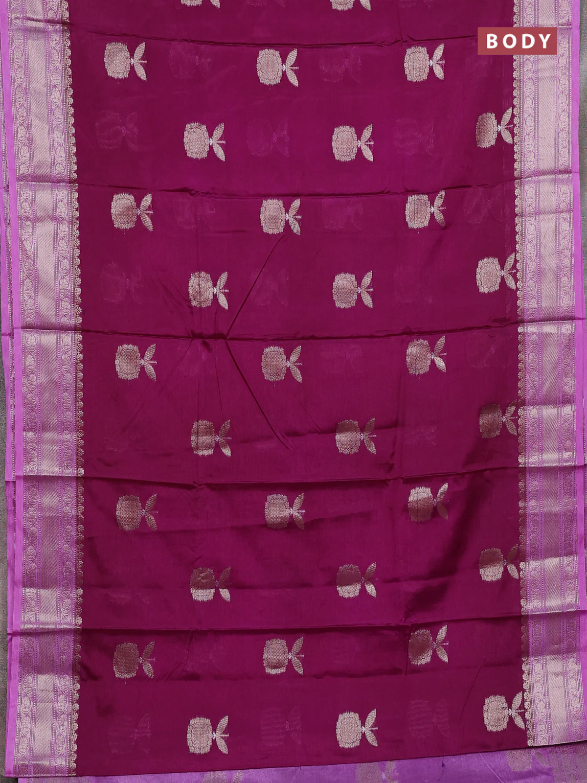 Banarasi warm silk saree purple and lavender with thread & zari woven buttas and zari woven border - Image 2