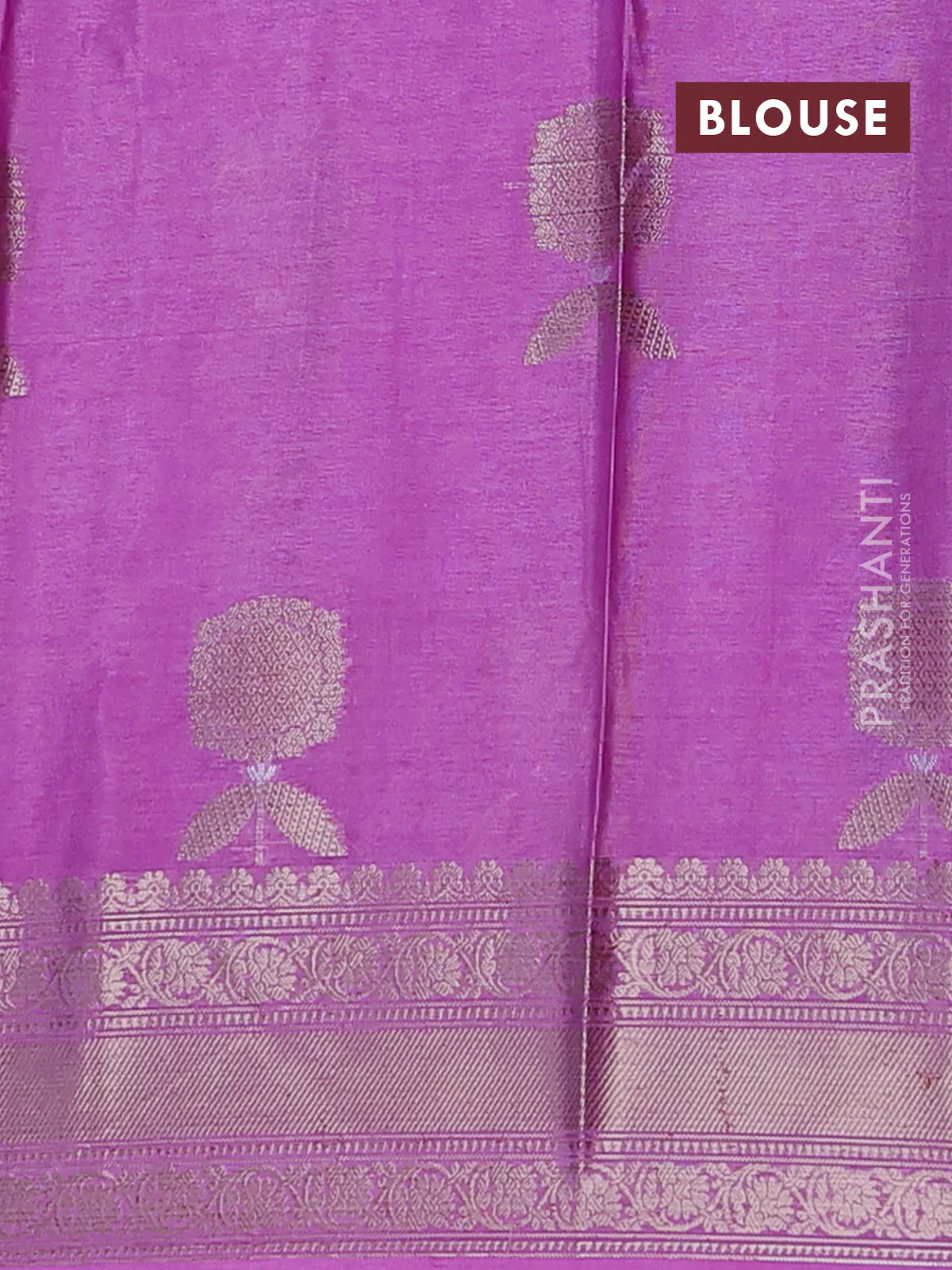 Banarasi warm silk saree purple and lavender with thread & zari woven buttas and zari woven border - Image 4