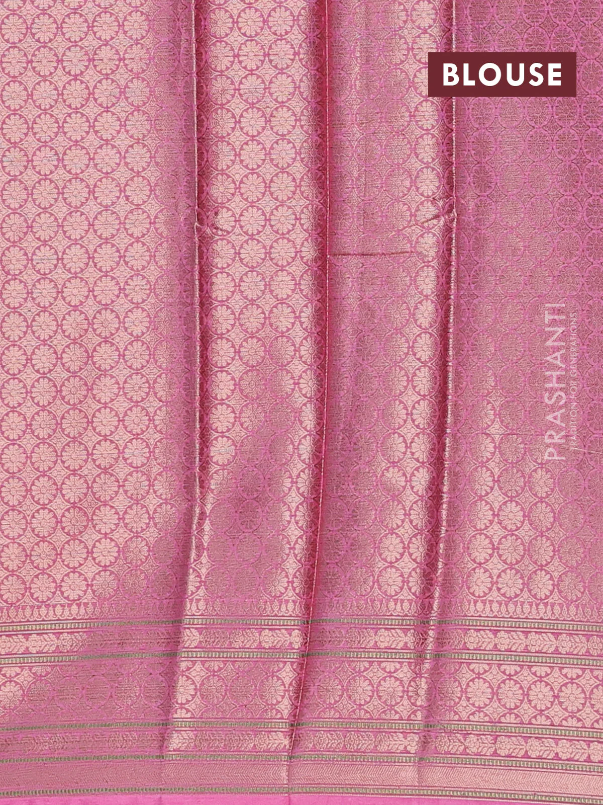Banarasi warm silk saree red and peach pink with allover thread & zari woven buttas and zari woven border - Image 4