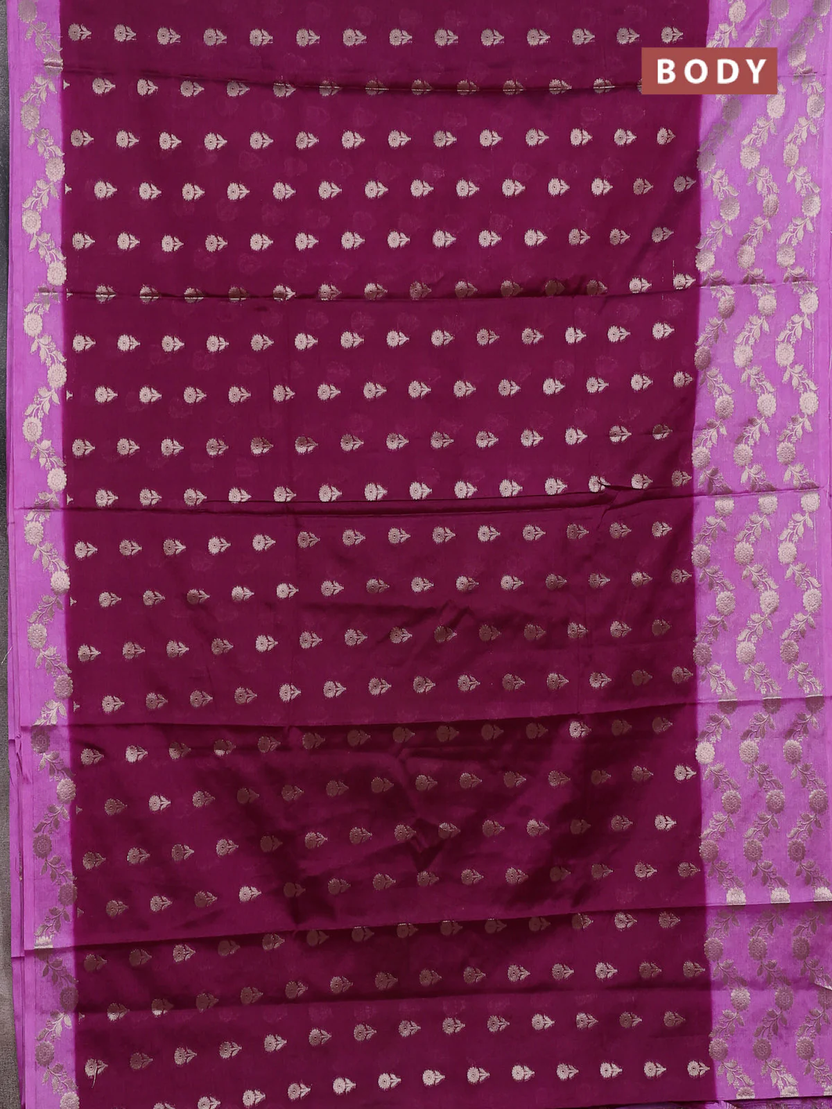 Banarasi warm silk saree wine shade and lavender with allover zari checks & buttas and zari woven border - Image 2