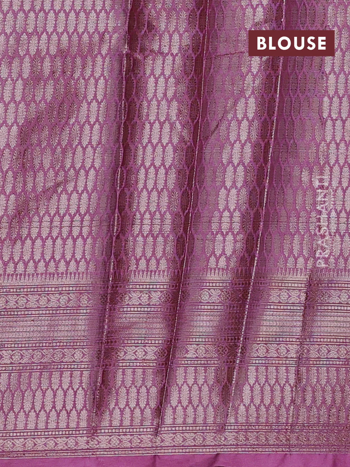 Banarasi warm silk saree wine shade and peach pink with allover thread & zari woven buttas and zari woven border - Image 4