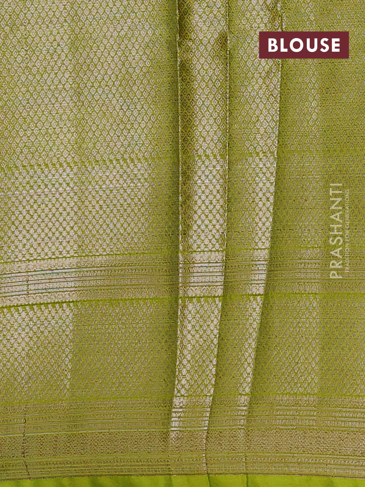 Banarasi warm silk saree yellow and light green with allover thread & zari woen buttas and zari woven border - Image 4