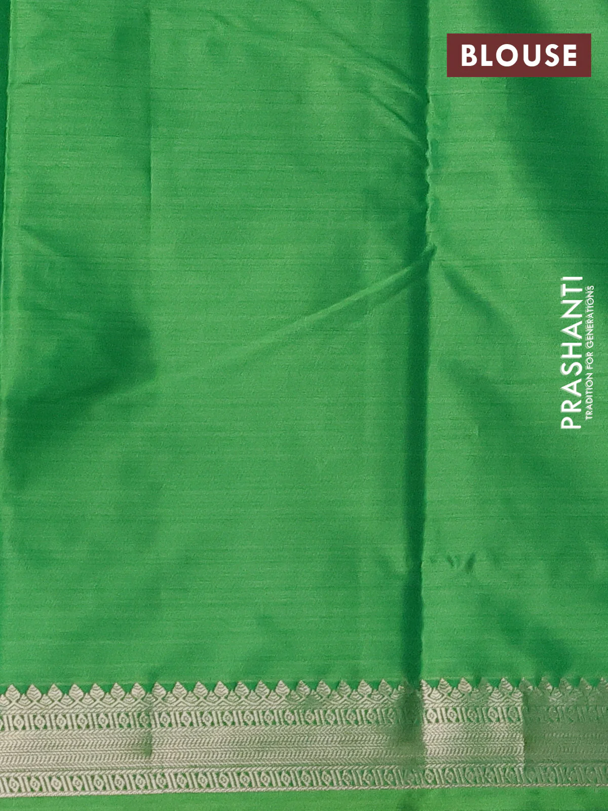 Bangalori semi silk saree green with allover elephant butta ikat weaves and zari woven border - Image 3