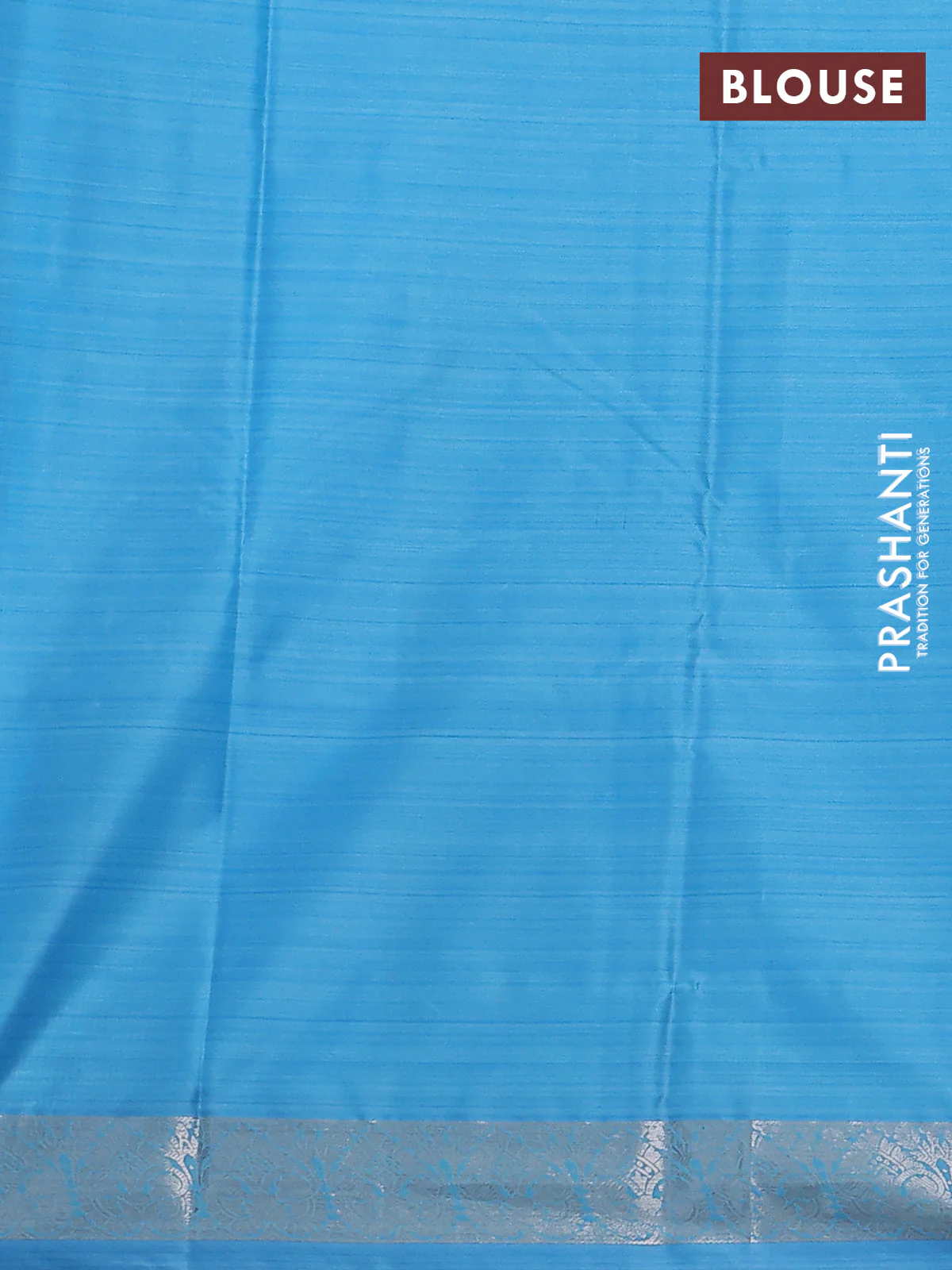 Bangalori semi silk saree light blue with allover ikat weaves and zari woven border - Image 3
