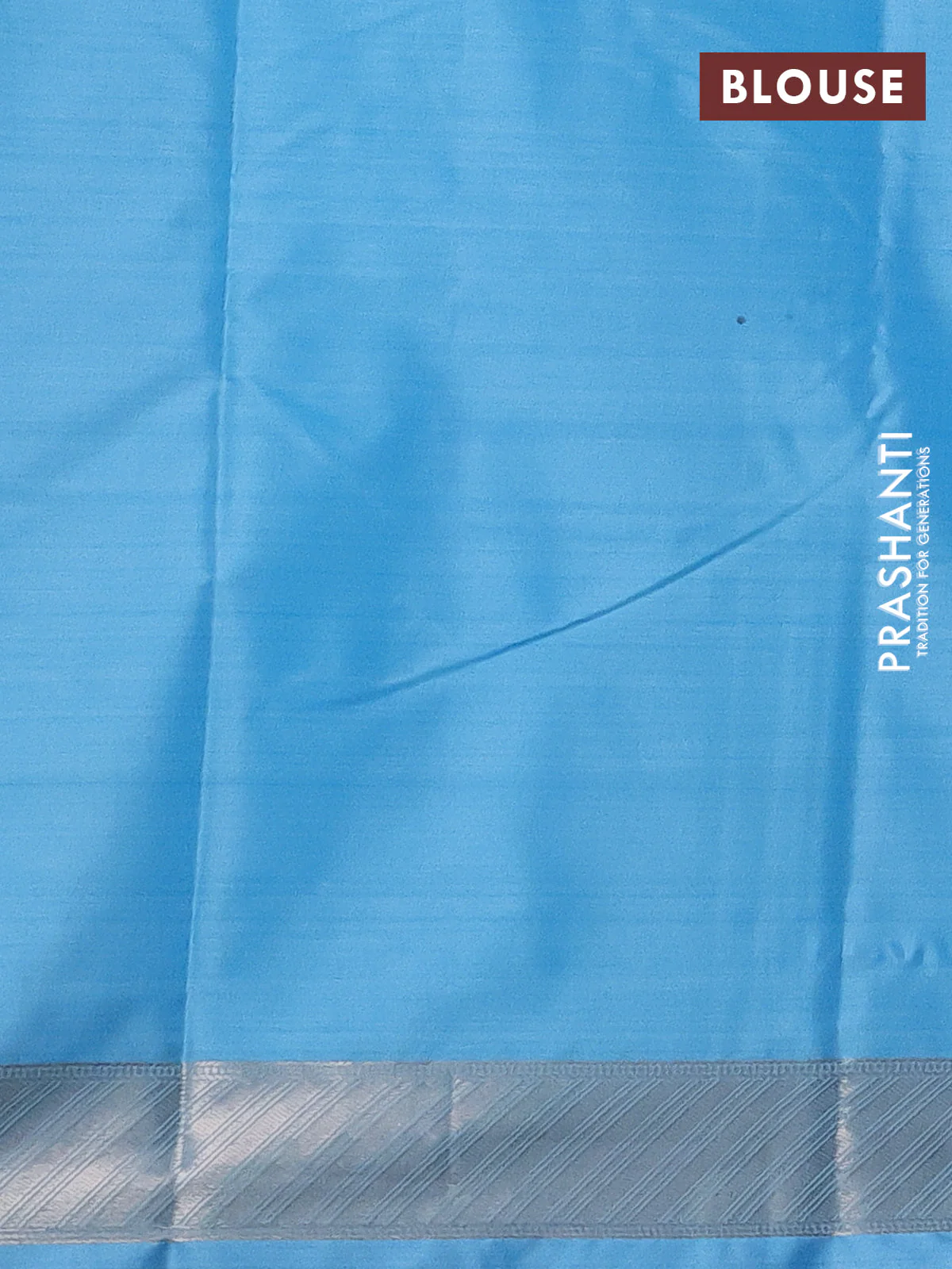 Bangalori semi silk saree light blue with floral design ikat weaves and zari woven border - Image 3