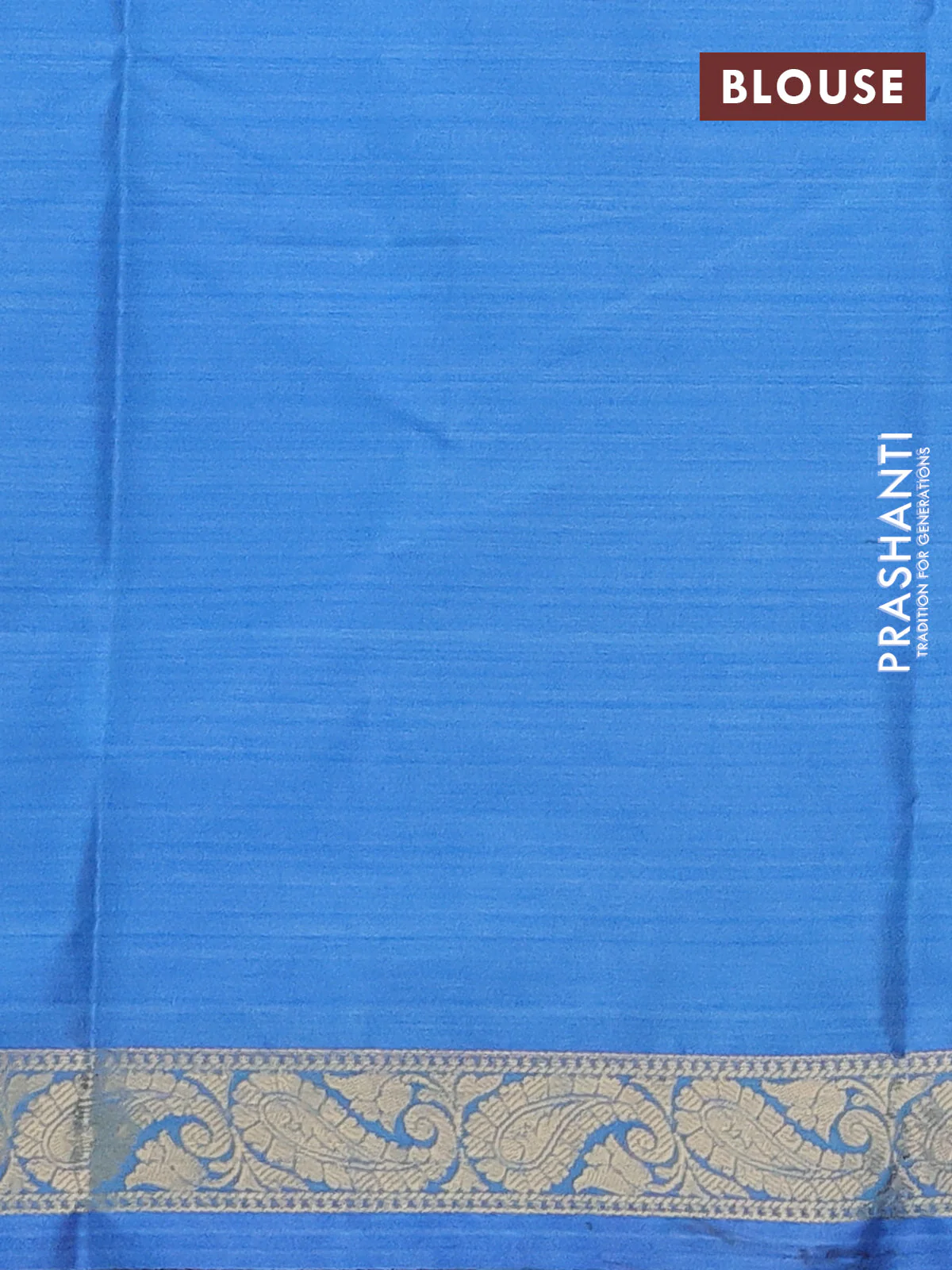 Bangalori semi silk saree teal blue and blue with allover ikat weaves and zari woven border - Image 3