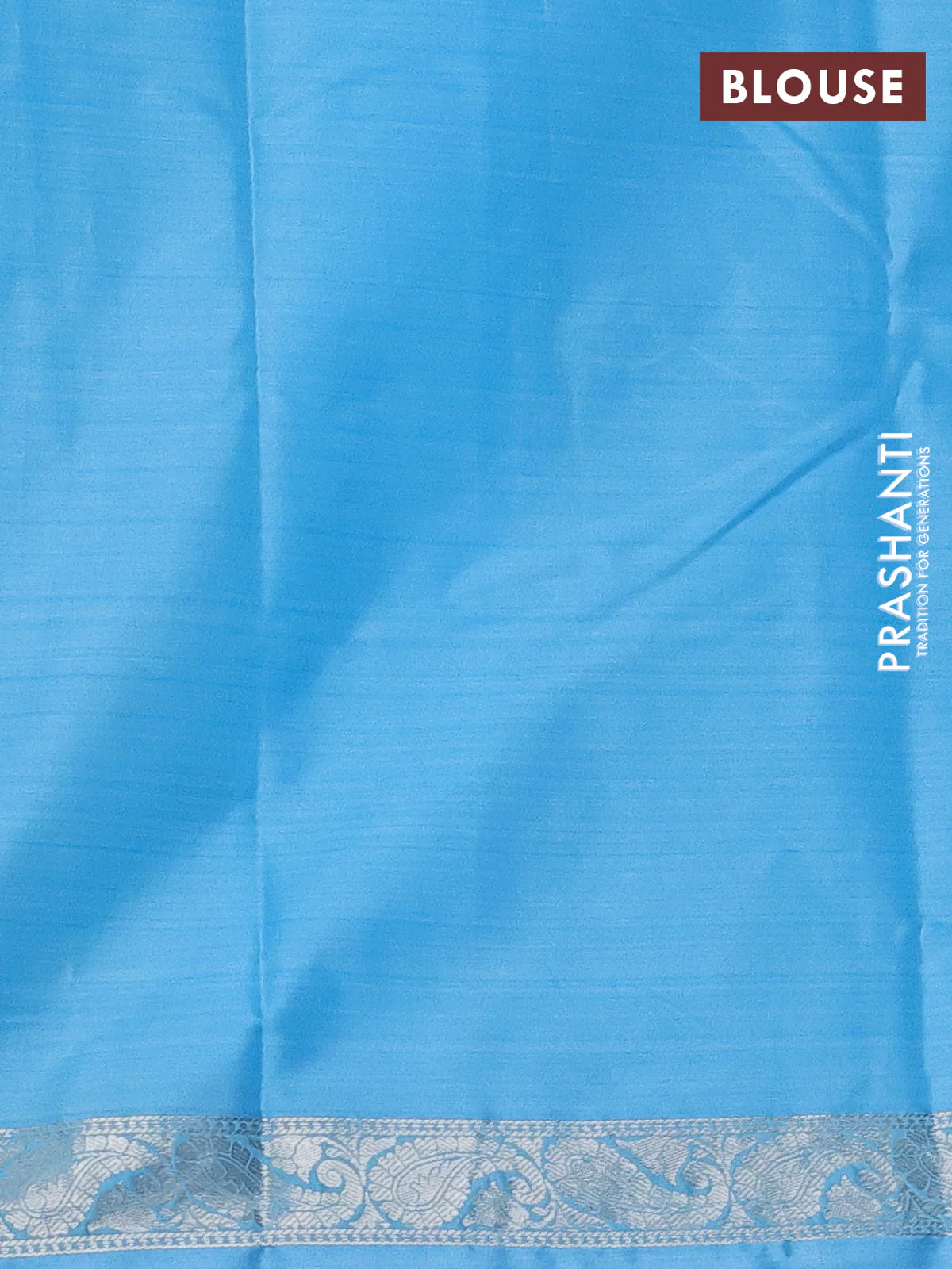 Bangalori semi silk saree teal blue and light blue with allover ikat weaves and zari woven border - Image 3