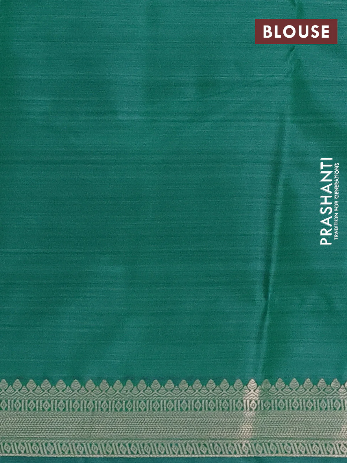 Bangalori semi silk saree teal green with allover elephant butta ikat weaves and zari woven border - Image 3