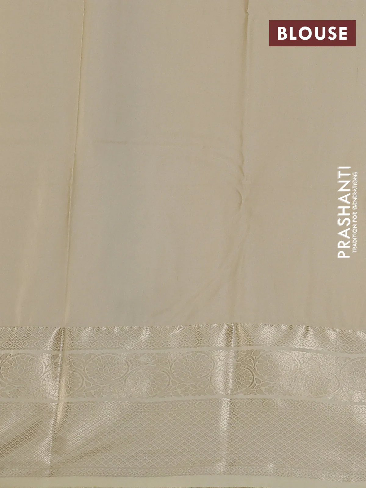 Bangalori silk saree bottle green and cream with zari woven buttas and zari woven border - Image 2