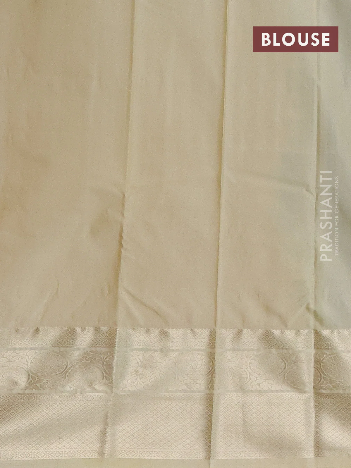 Bangalori silk saree green and cream with zari woven buttas and zari woven border - Image 2