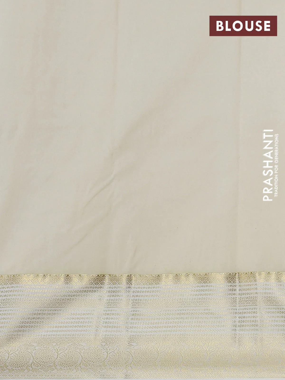 Bangalori silk saree green and off white with zari woven buttas and zari woven border - Image 2