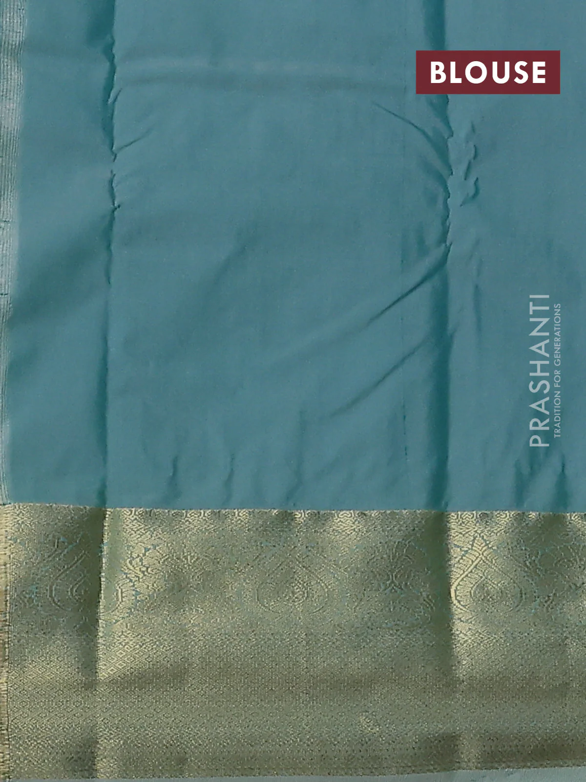 Bangalori silk saree rust shade and teal green shade with zari woven buttas and zari woven border - Image 2