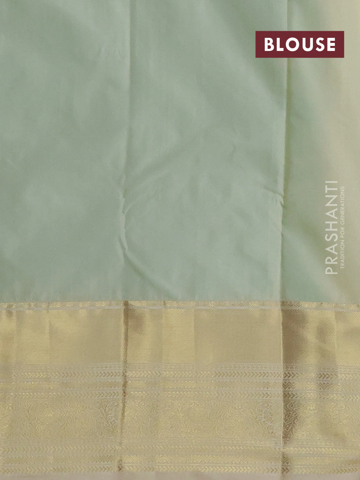 Bangalori silk saree teal green and cream with zari woven buttas and zari woven border - Image 2
