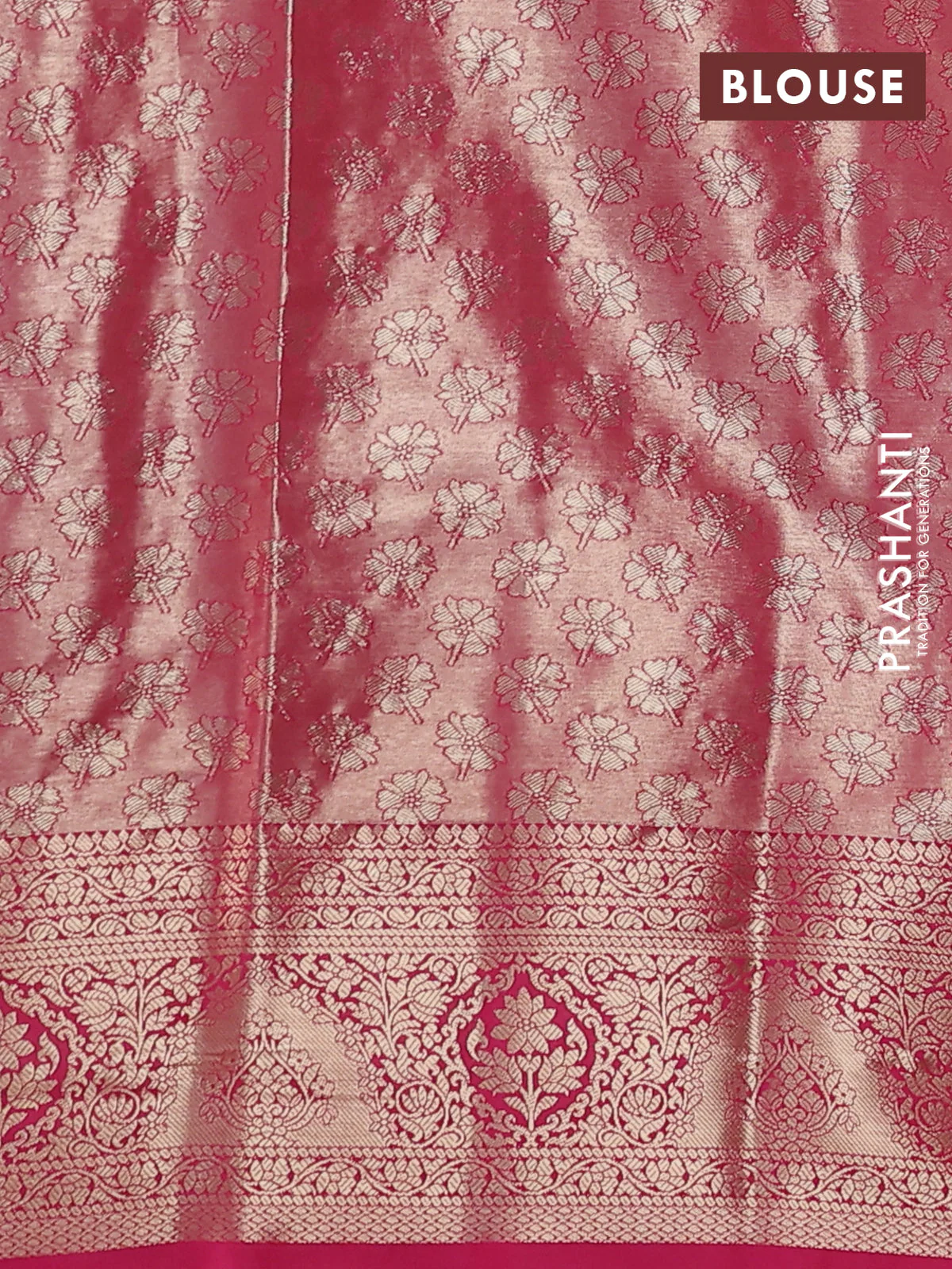 Bangalori tissue silk saree dual shade of blue and pink with allover zari woven mina weaves and zari woven border - Image 3