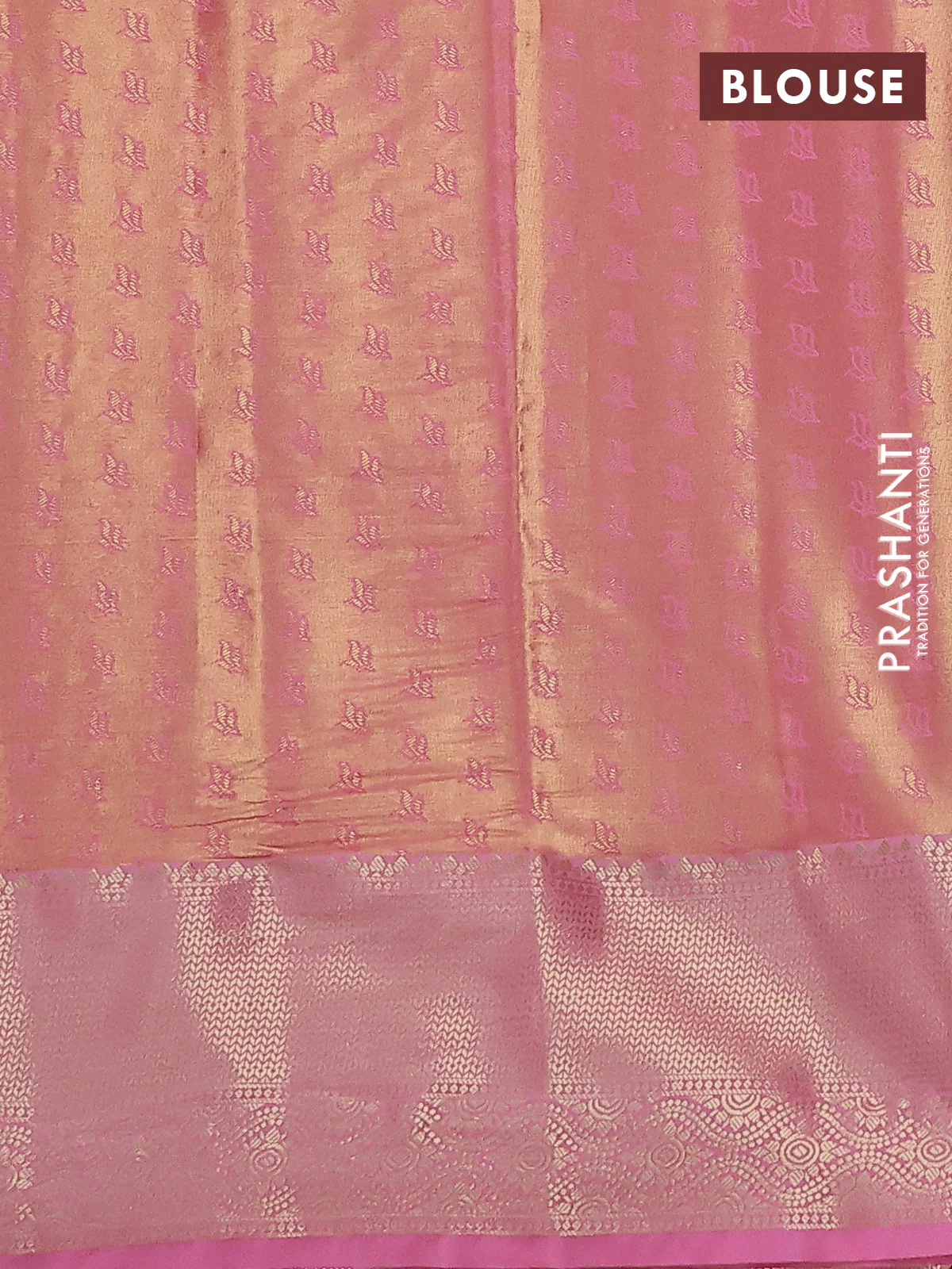 Bangalori tissue silk saree dual shade of grey and light pink with zari woven floral design brocade pattern and zari woven border - Image 3