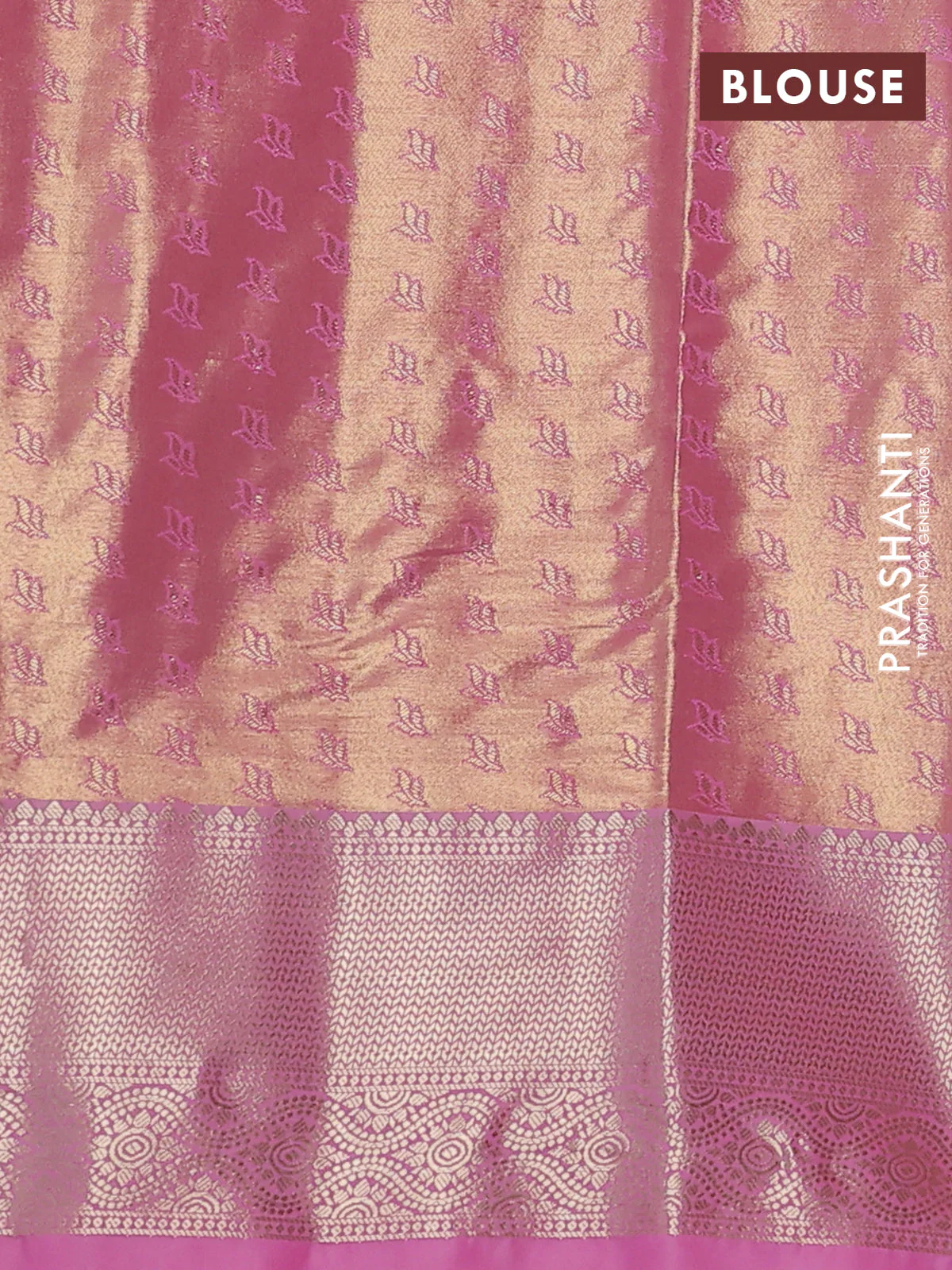 Bangalori tissue silk saree dual shade of navy blue and peach pink with zari woven floral design brocade pattern and zari woven border - Image 3