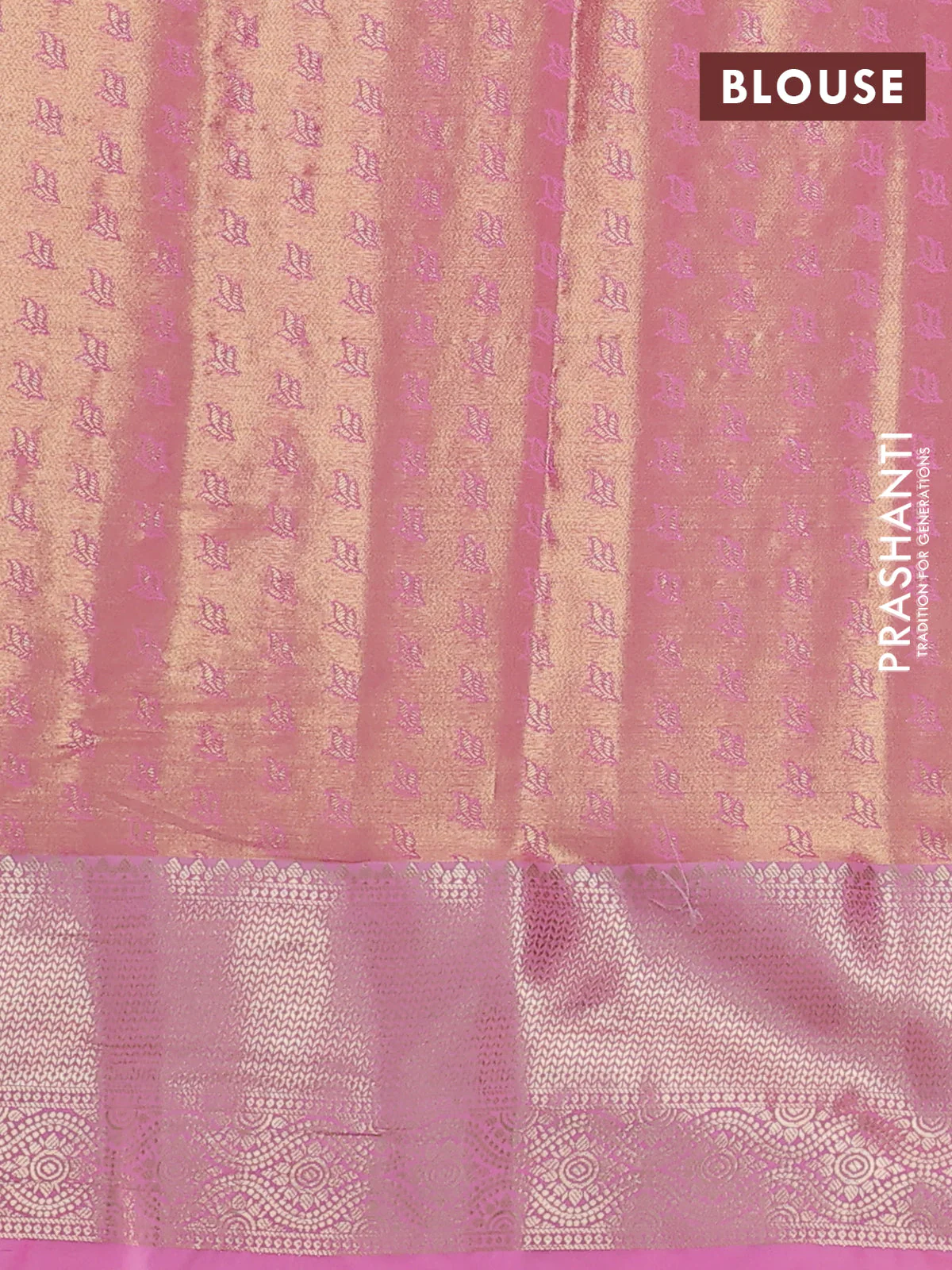 Bangalori tissue silk saree dual shade of violet and light pink with zari woven floral design brocade pattern and zari woven border - Image 3