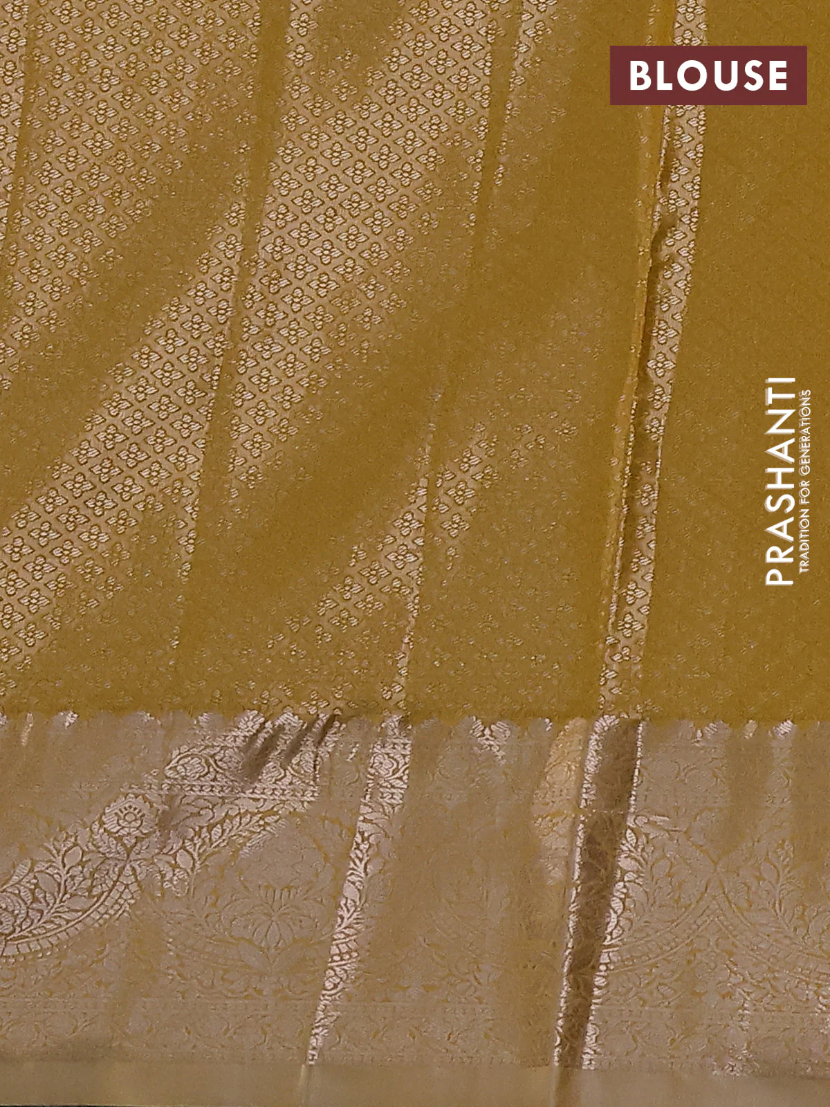 Bangalori tissue silk saree grey and mustard yellow with zari woven floral design brocade pattern and zari woven border - Image 3