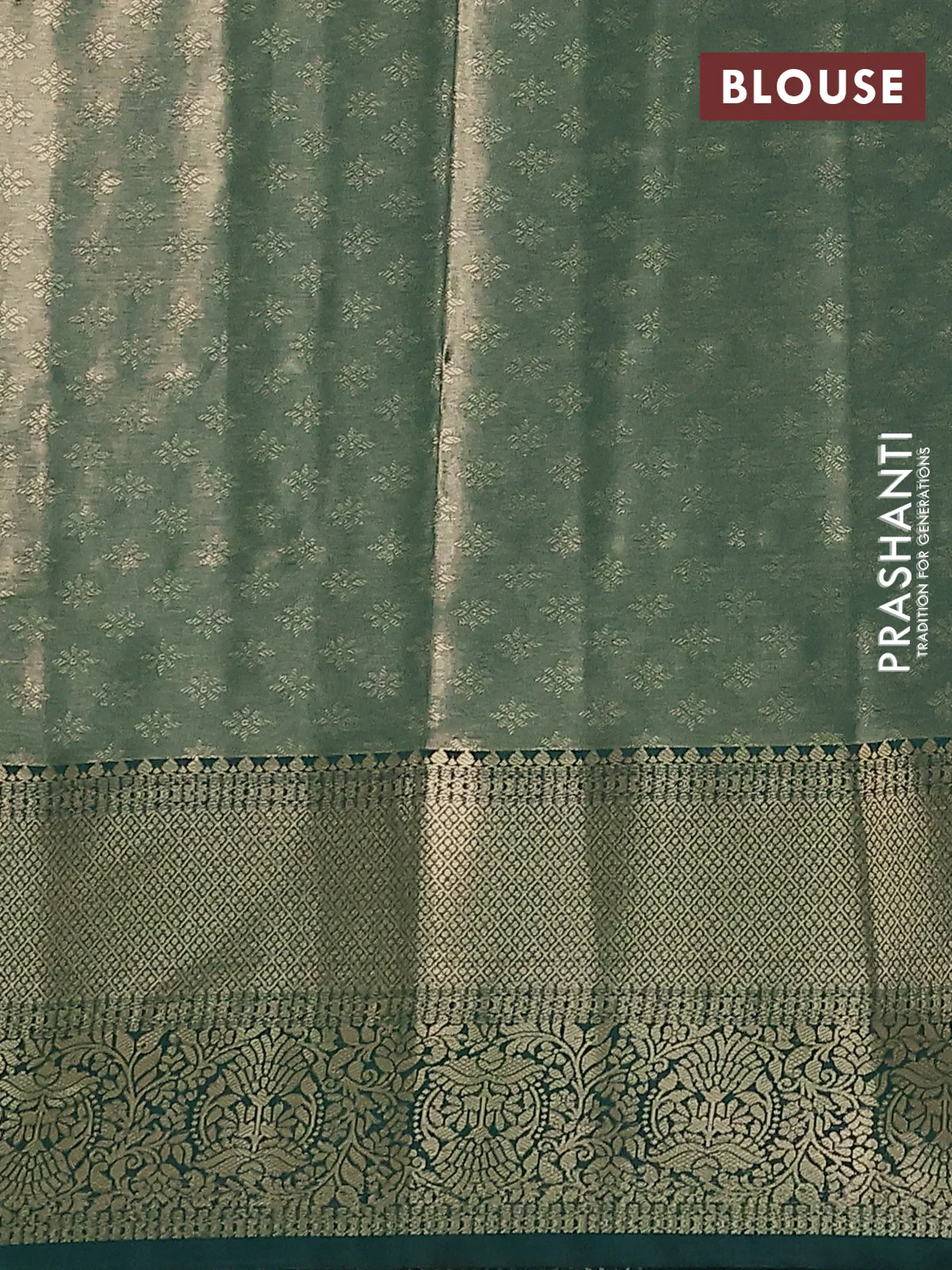 Bangalori tissue silk saree pastel blue and green with zari woven brocade weaves and zari woven border - Image 3