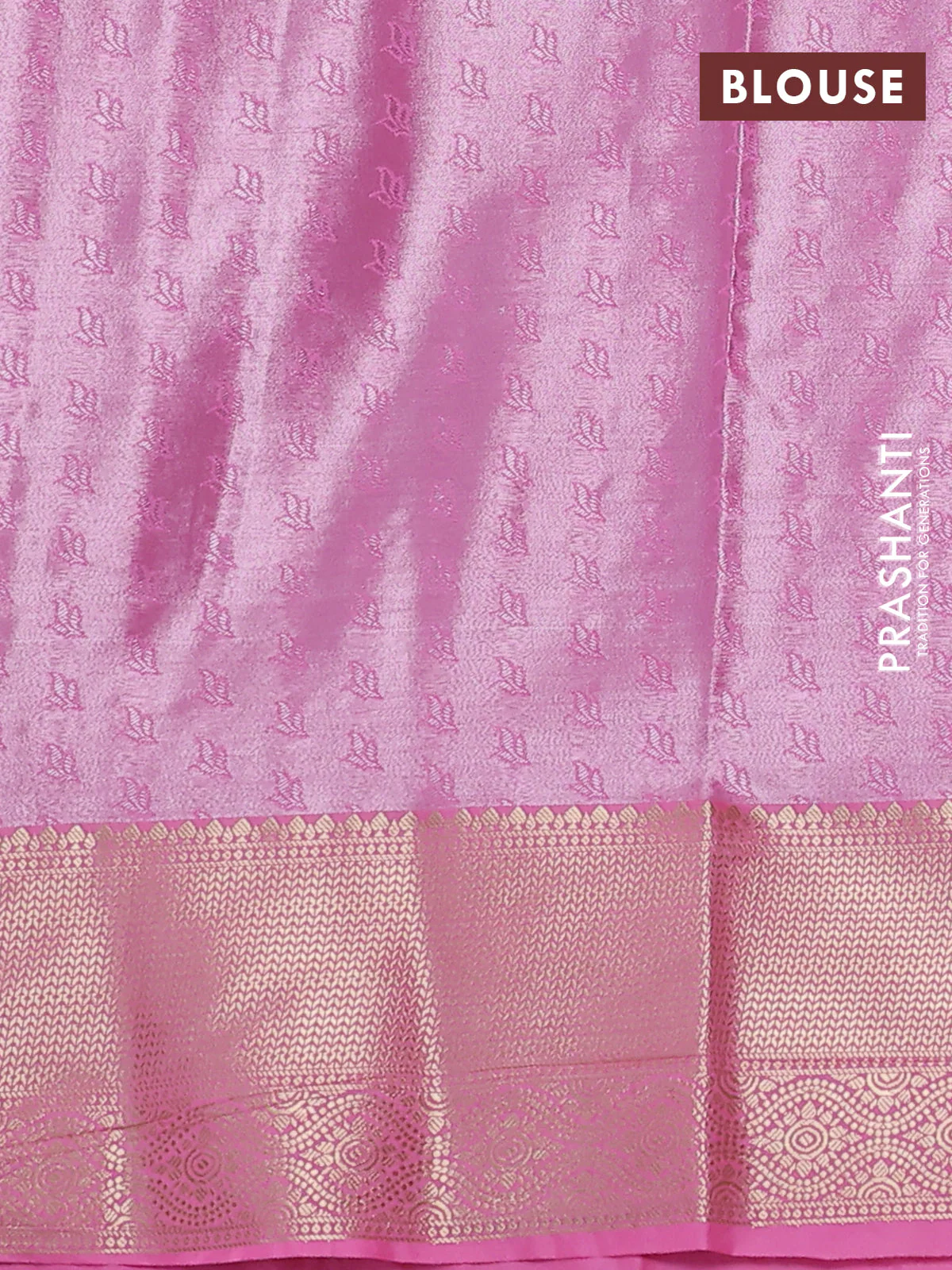 Bangalori tissue silk saree pastel lavender and light pink with zari woven floral design brocade pattern and zari woven border - Image 3