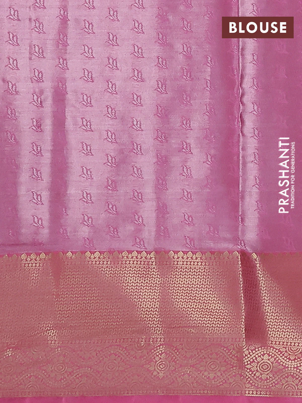 Bangalori tissue silk saree pastel lavender and peach pink with zari woven floral design brocade pattern and zari woven border - Image 3