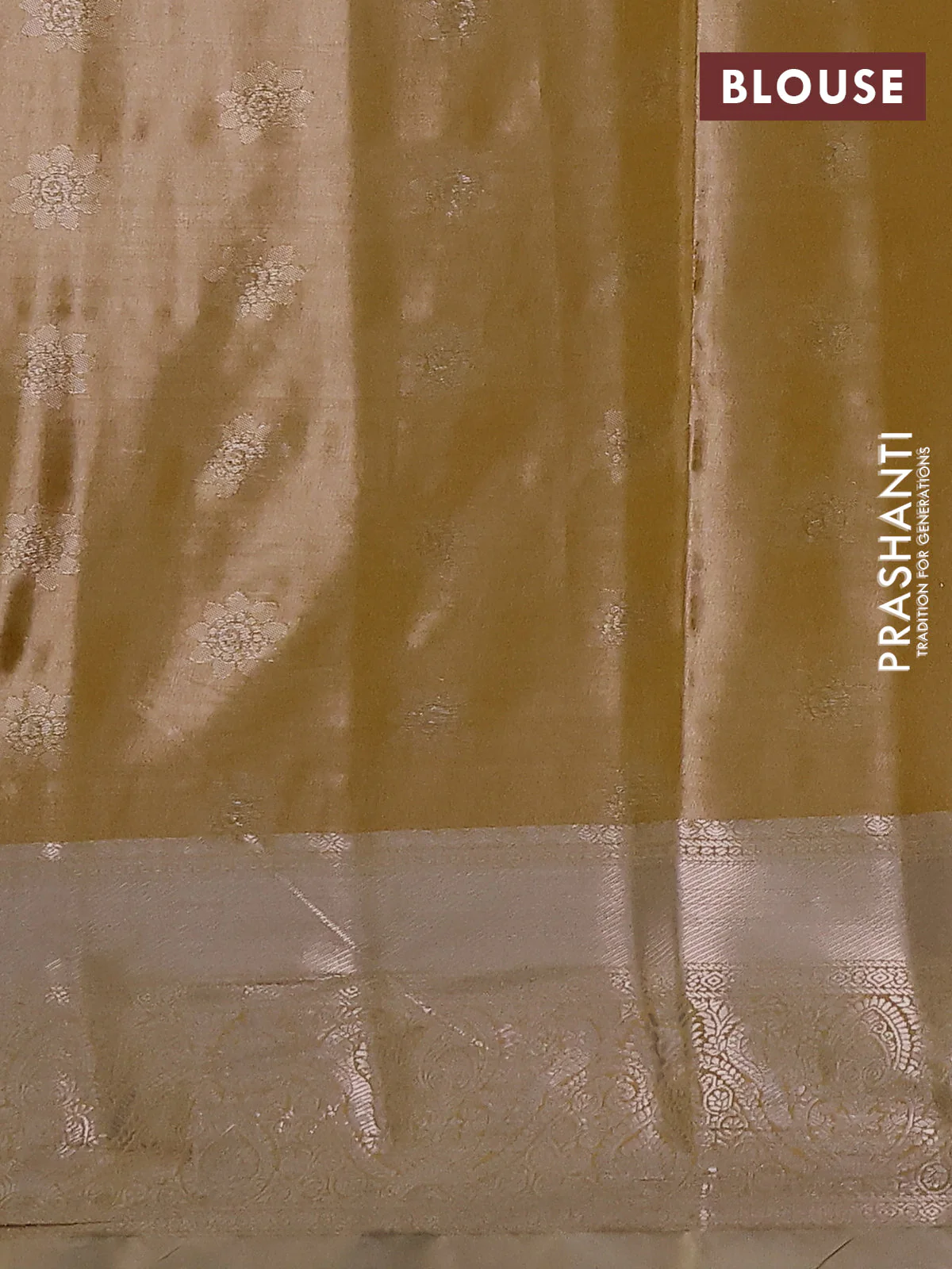 Bangalori tissue silk saree peach shade with silver zari woven brocade weaves and zari woven border - Image 3