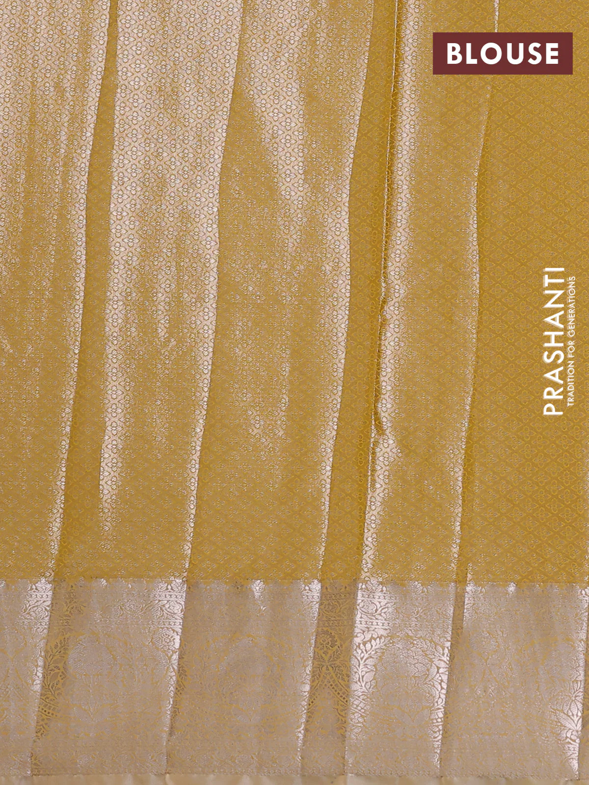 Bangalori tissue silk saree silver and mustard yellow with zari woven floral design brocade pattern and zari woven border - Image 3
