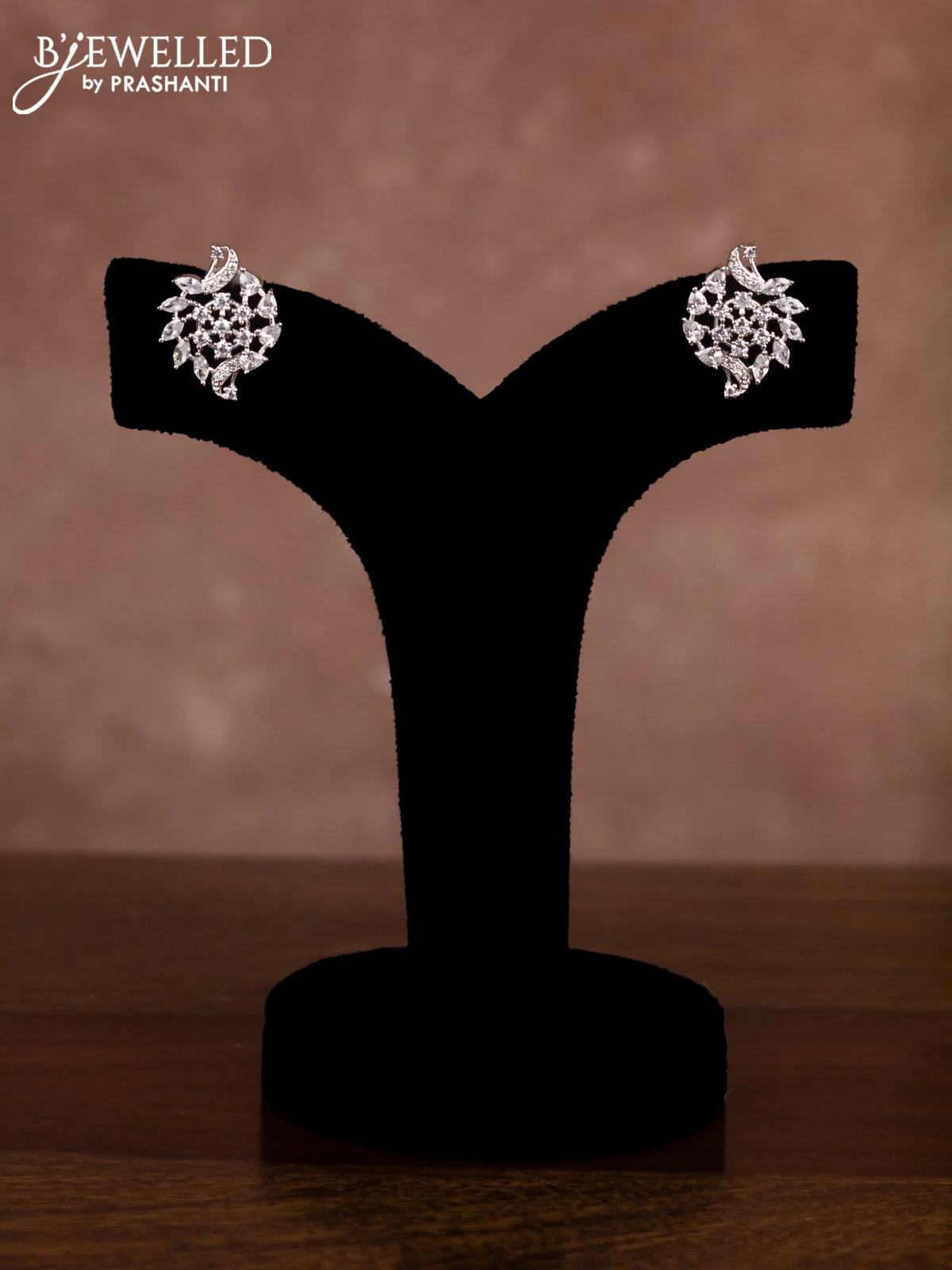 Beaded black necklace with cz stones in zircon finish - Image 2