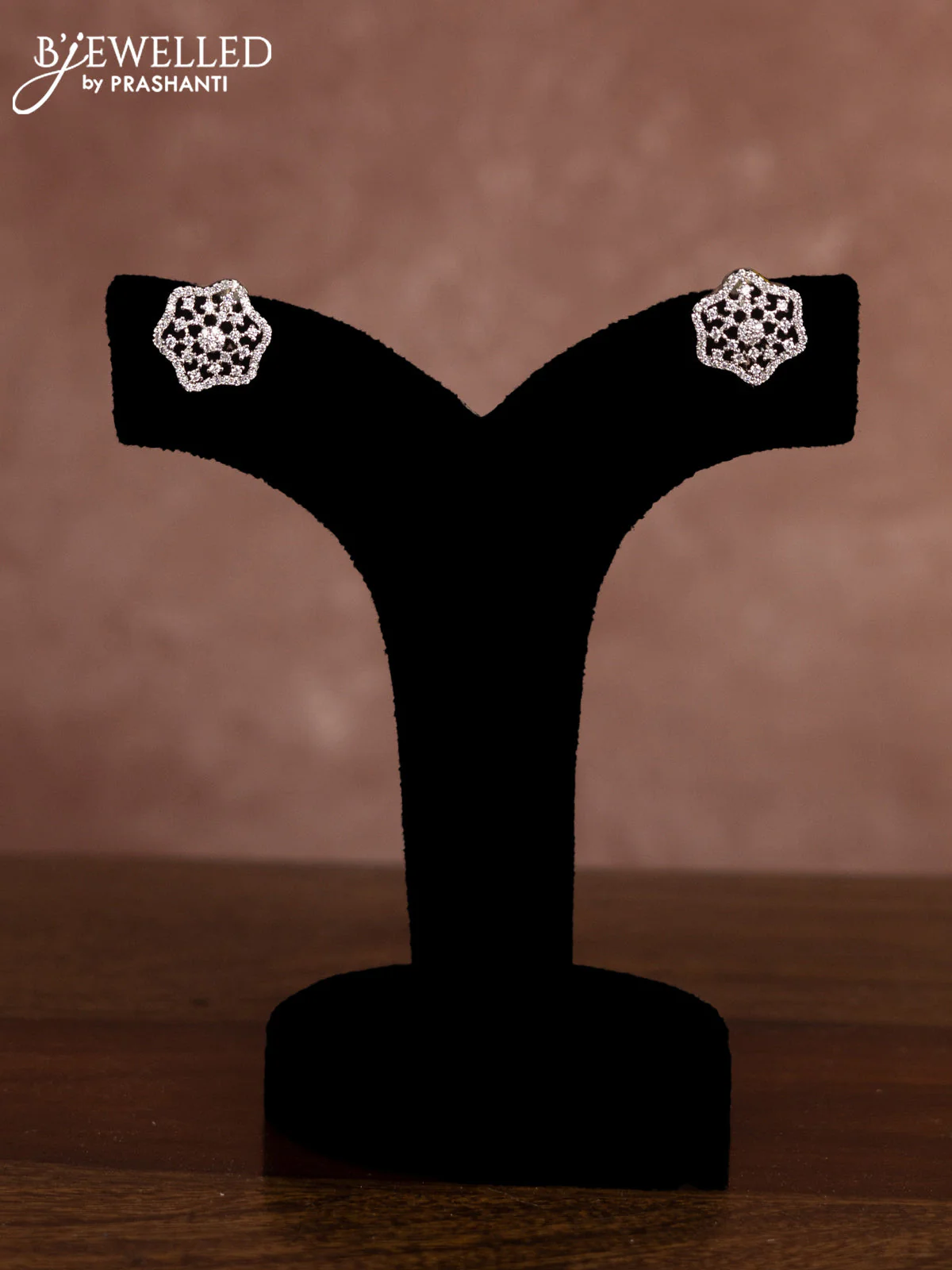 Beaded black necklace with cz stones in zircon finish - Image 2