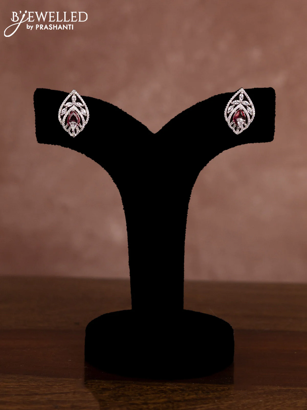 Beaded pink choker with ruby and cz stones in zircon finish - Image 2