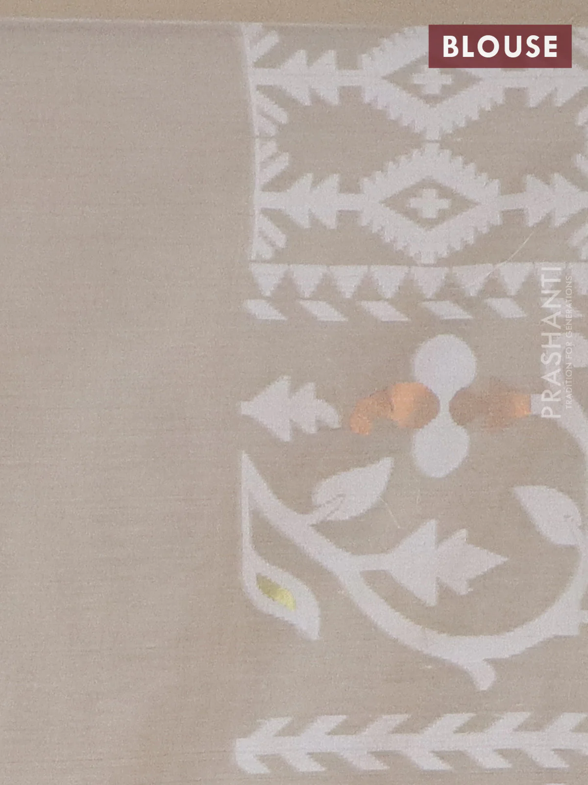 Bengal soft cotton saree beige with allover thread weaves and thread woven border - Image 4