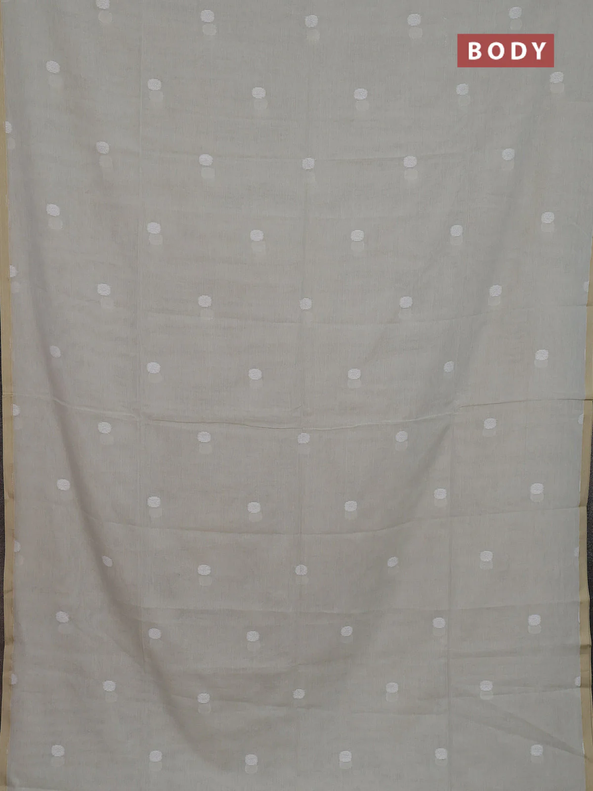 Bengal soft cotton saree beige with thread woven buttas and piping border - Image 2