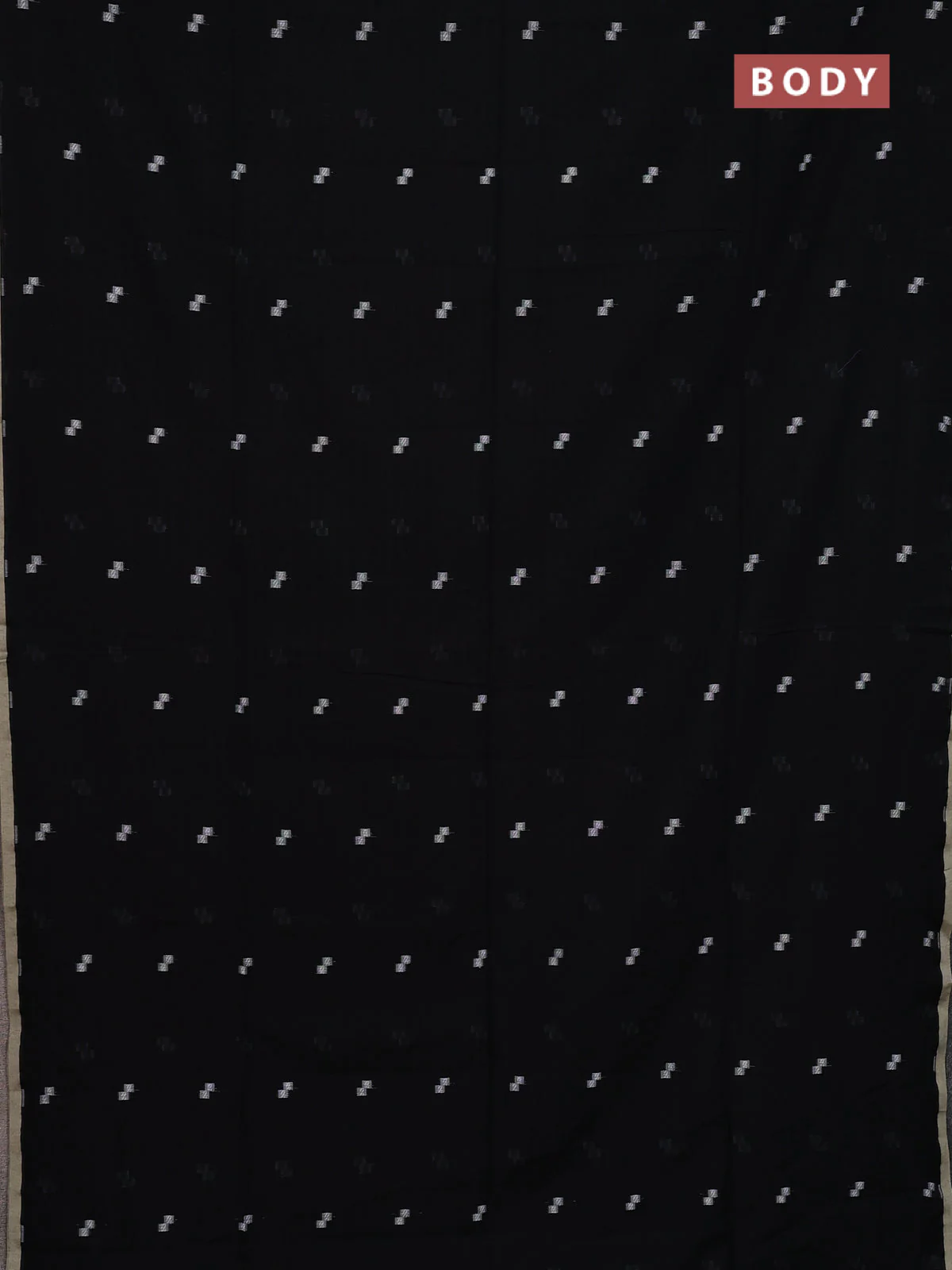 Bengal soft cotton saree black and beige with thread woven buttas and piping border - Image 2