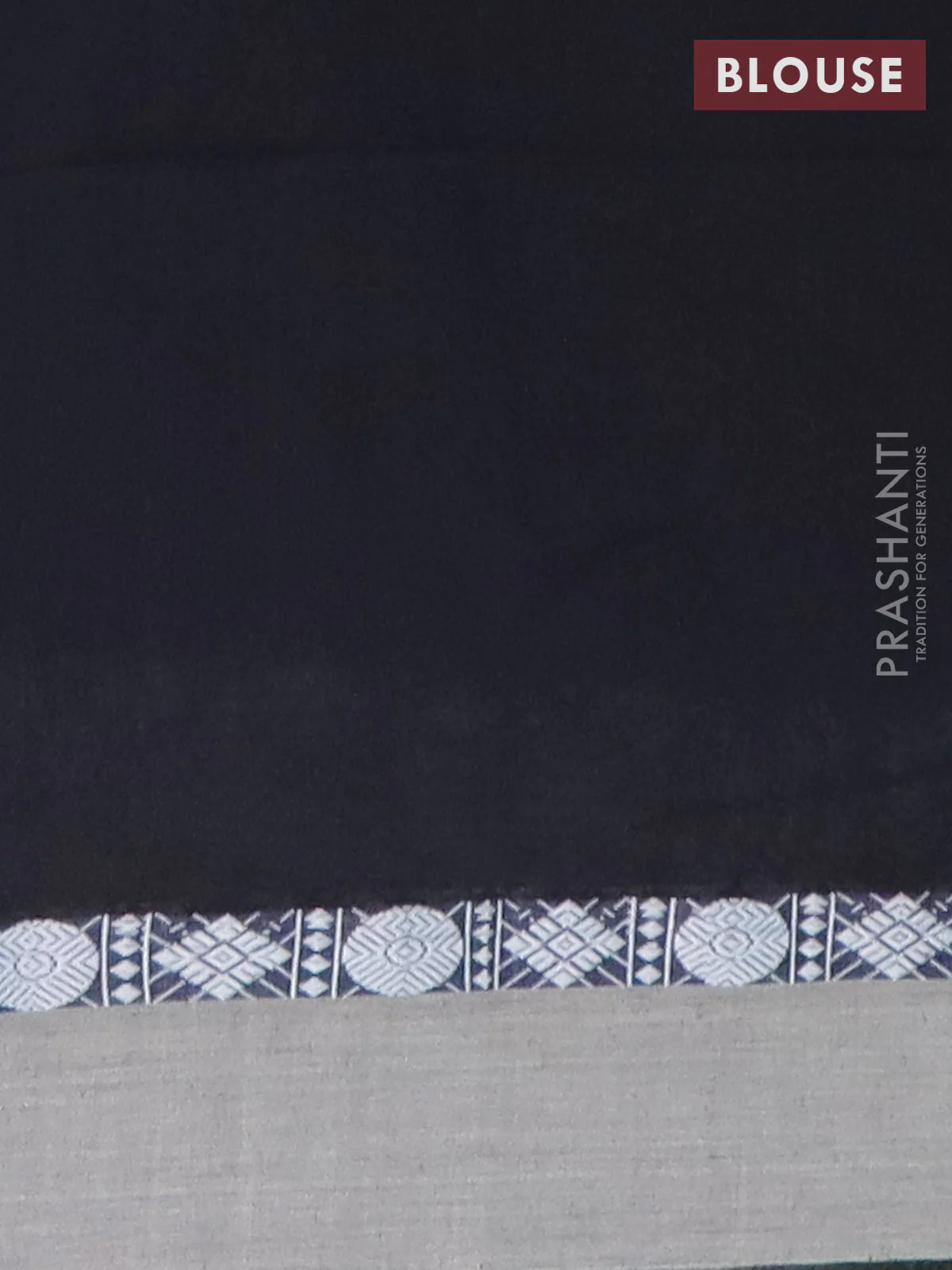 Bengal soft cotton saree black and beige with thread woven buttas and thread woven simple border - Image 4