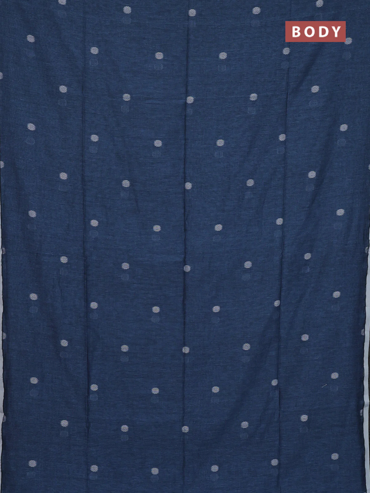 Bengal soft cotton saree bluish grey and off white with thread woven buttas and piping border - Image 2