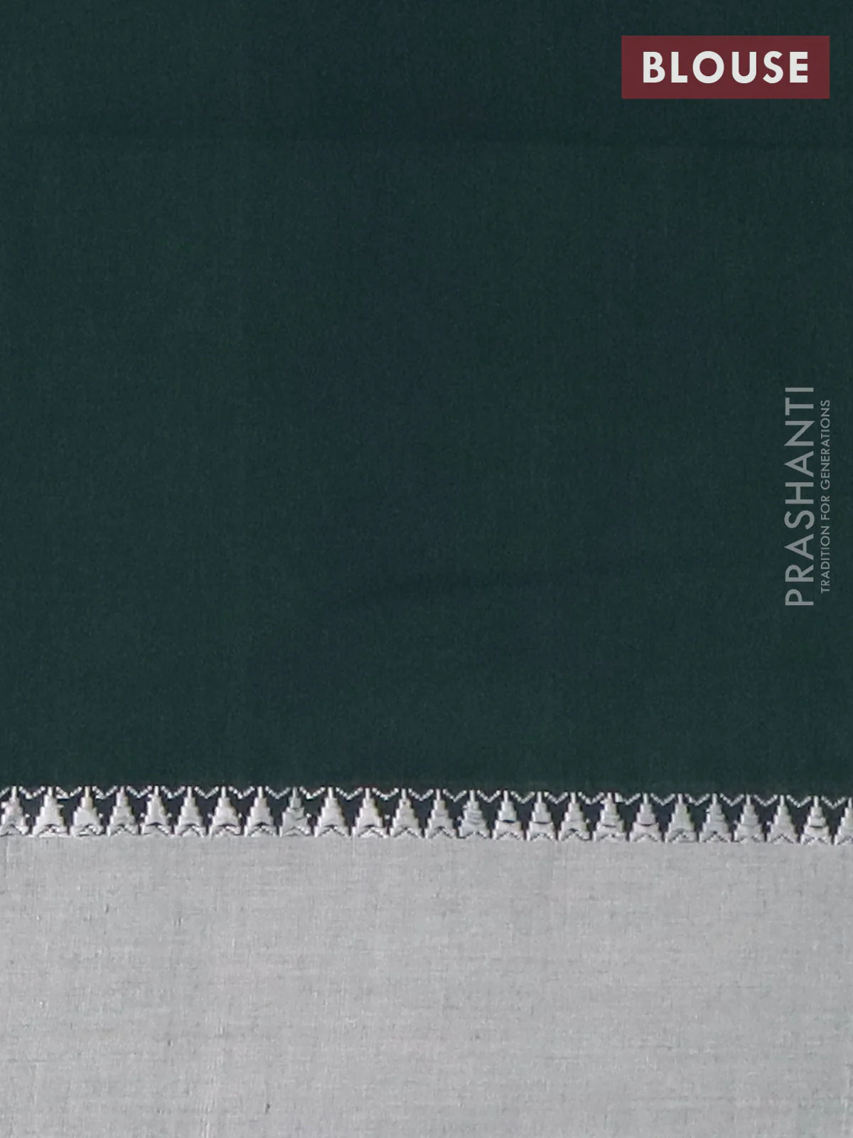 Bengal soft cotton saree bottle green and beige with thread woven buttas and temple design simple border - Image 4