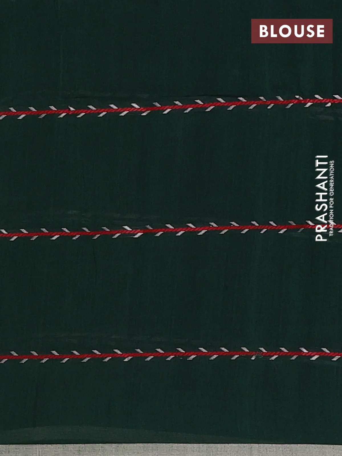 Bengal soft cotton saree bottle green with allover thread weaves & buttas and piping border - Image 4