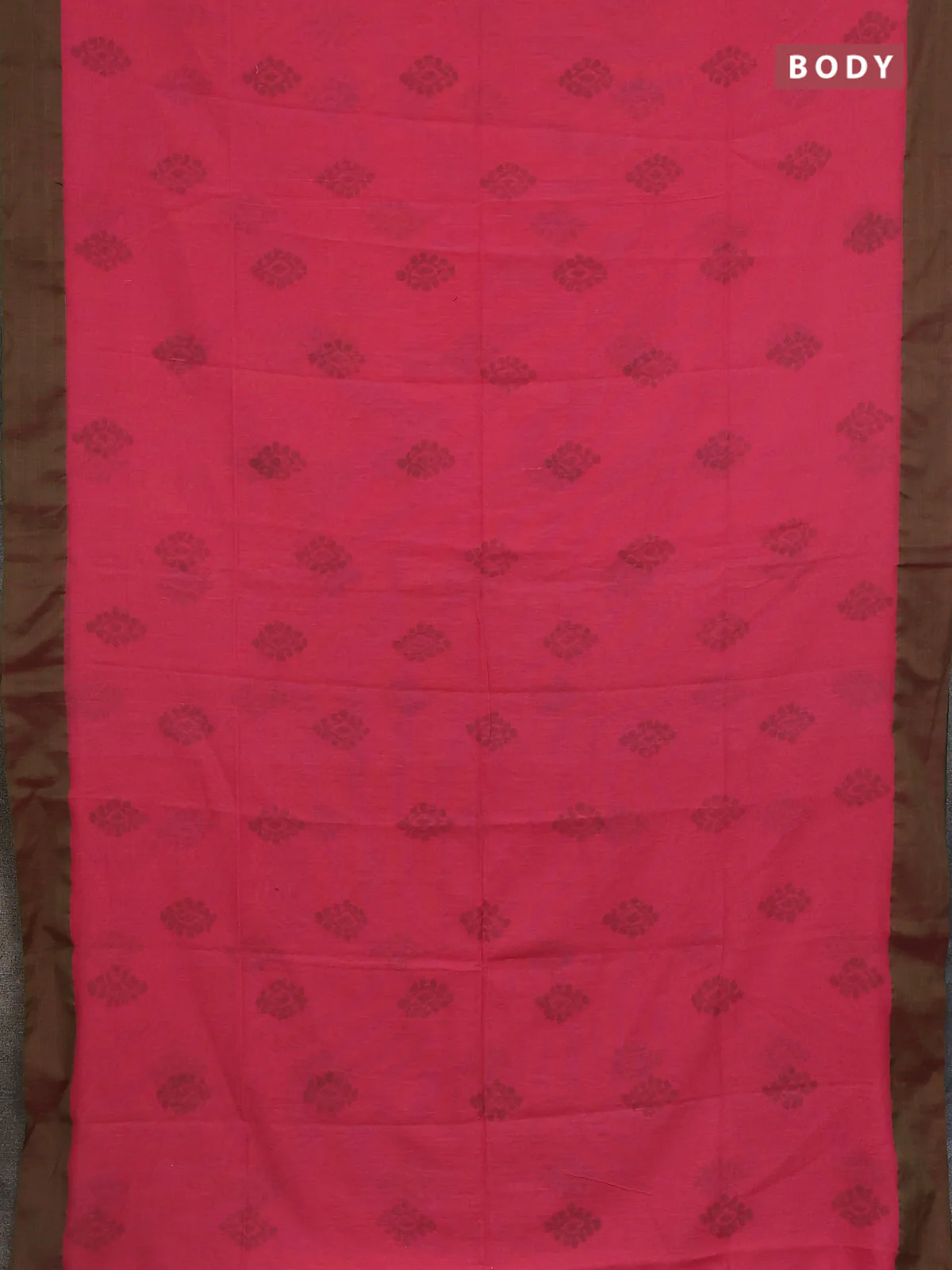 Bengal soft cotton saree candy pink and green with butta weaves and simple border - Image 2