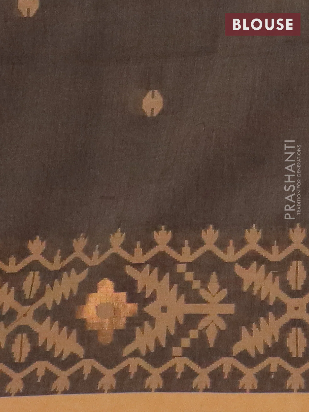 Bengal soft cotton saree chikku shade and sandal with thread woven buttas and thread woven border - Image 4