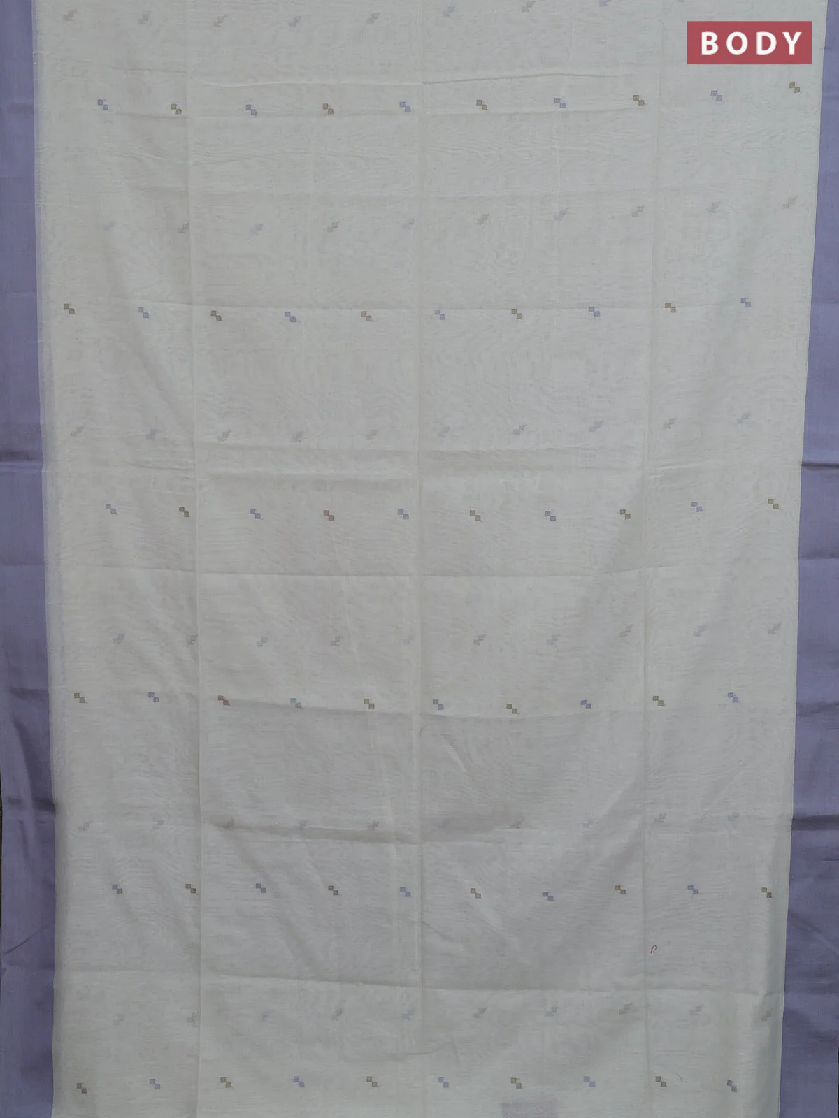 Bengal soft cotton saree cream and grey with thread woven buttas and simple border - Image 2