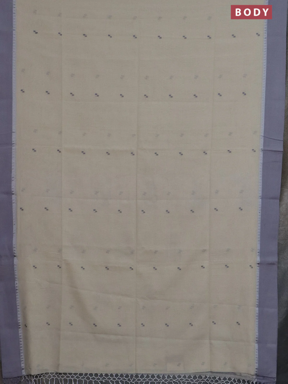 Bengal soft cotton saree cream and grey with thread woven buttas and temple design simple border - Image 2