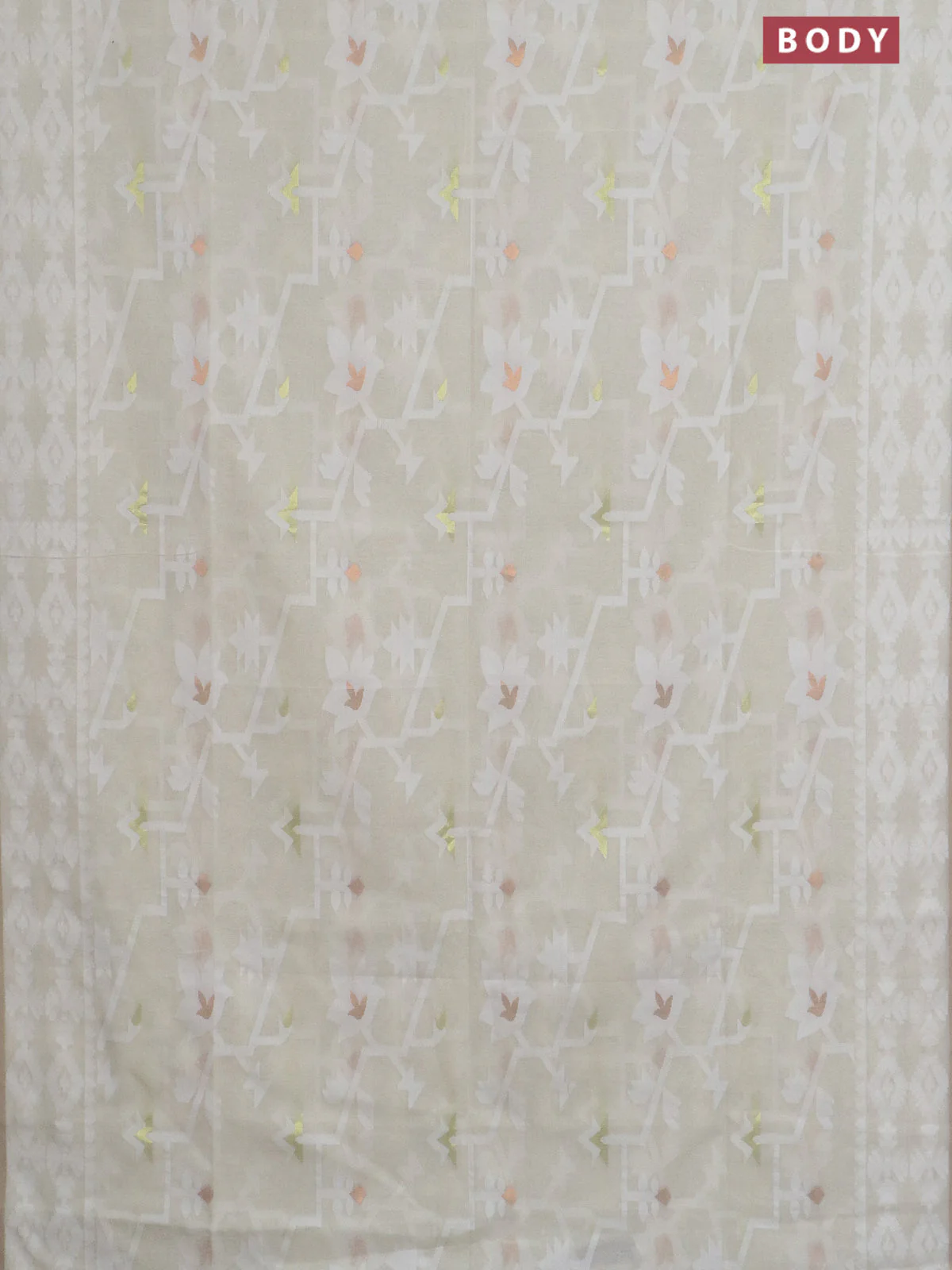 Bengal soft cotton saree cream with allover thread weaves and thread woven border - Image 2