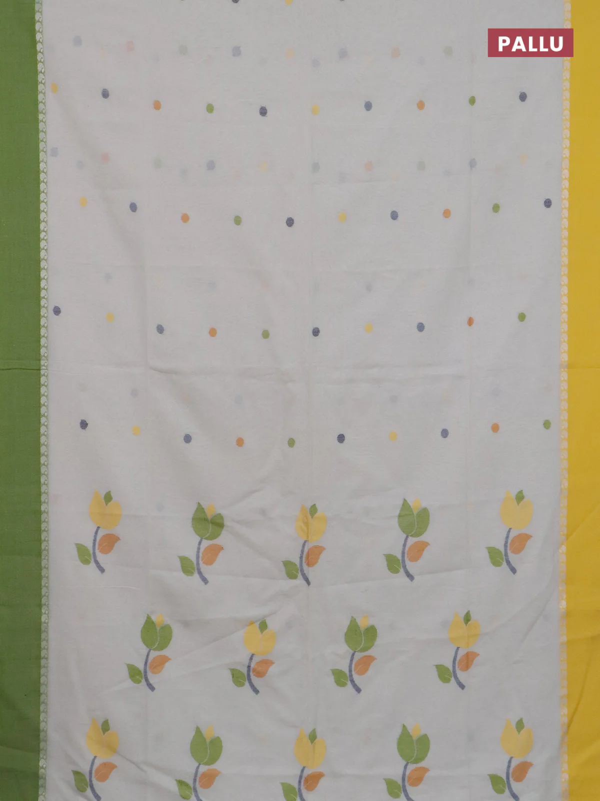 Bengal soft cotton saree cream with thread woven buttas and paisley thread woven simple border - Image 3