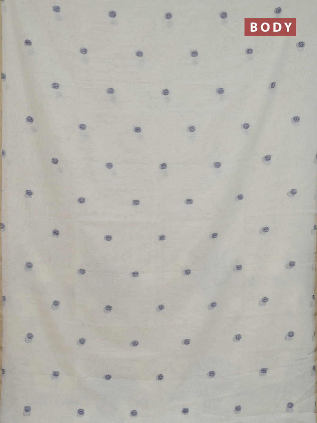 Bengal soft cotton saree cream with thread woven buttas and piping border - Image 2