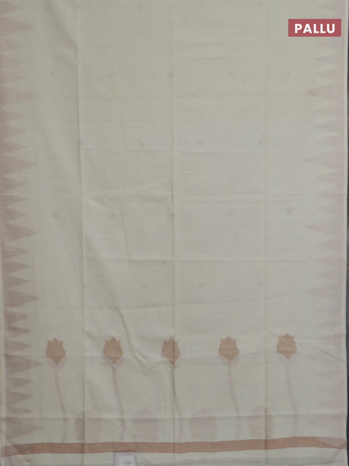 Bengal soft cotton saree cream with thread woven buttas and temple thread woven border - Image 3