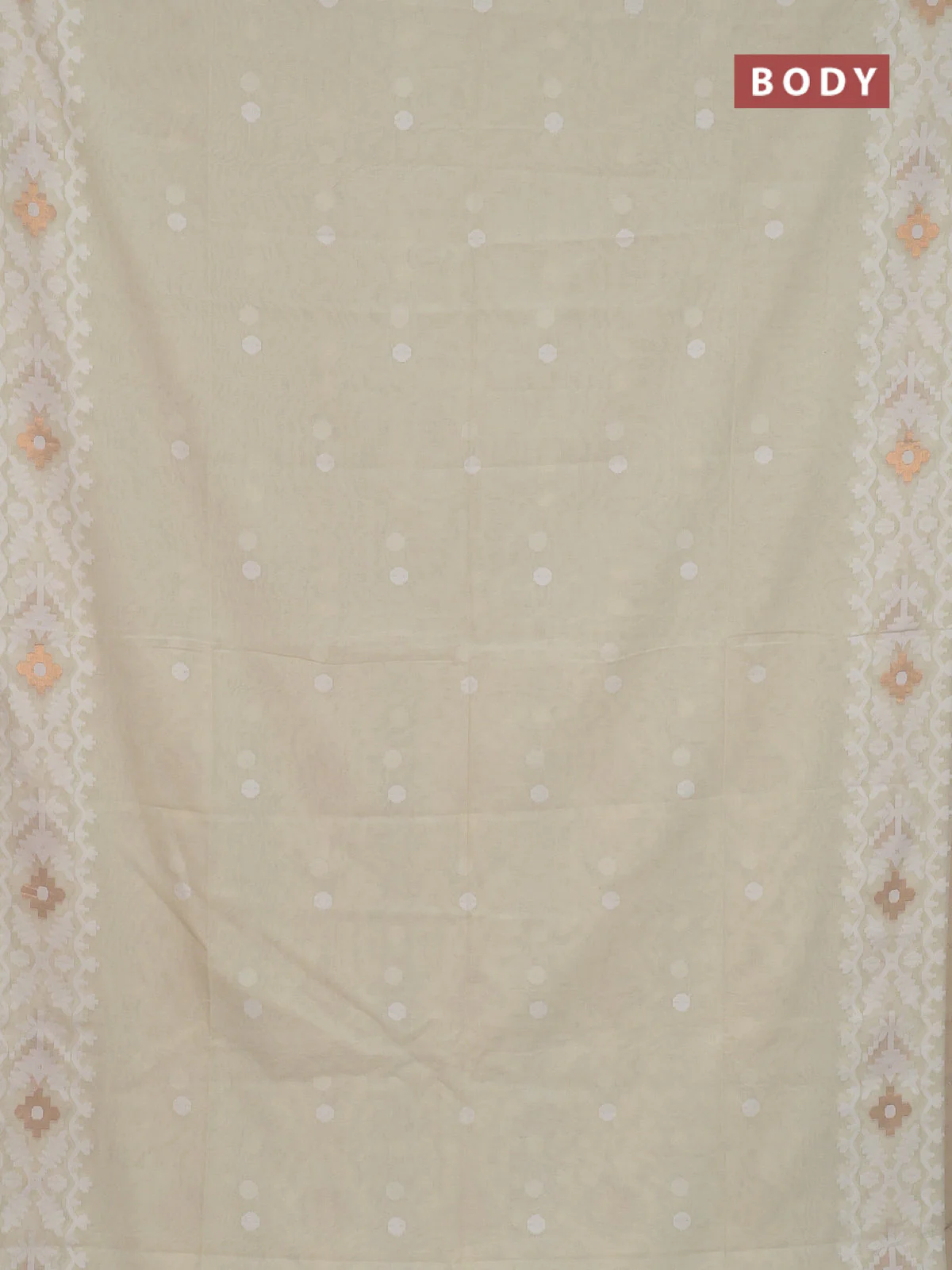 Bengal soft cotton saree cream with thread woven buttas and thread woven border - Image 2
